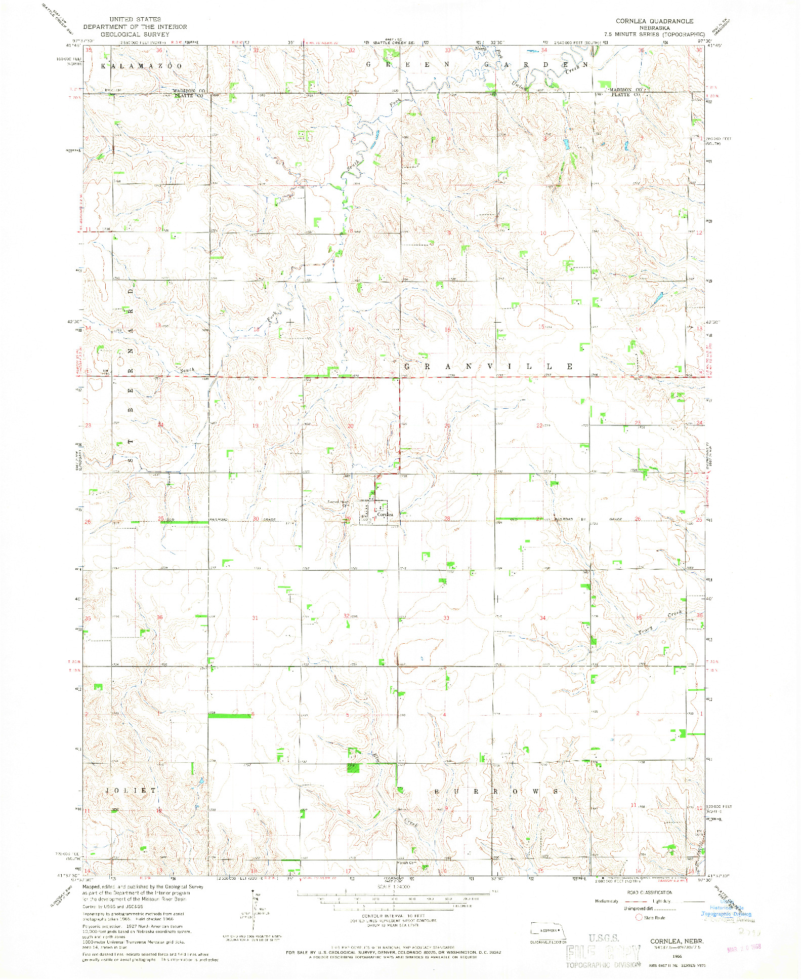 USGS 1:24000-SCALE QUADRANGLE FOR CORNLEA, NE 1966