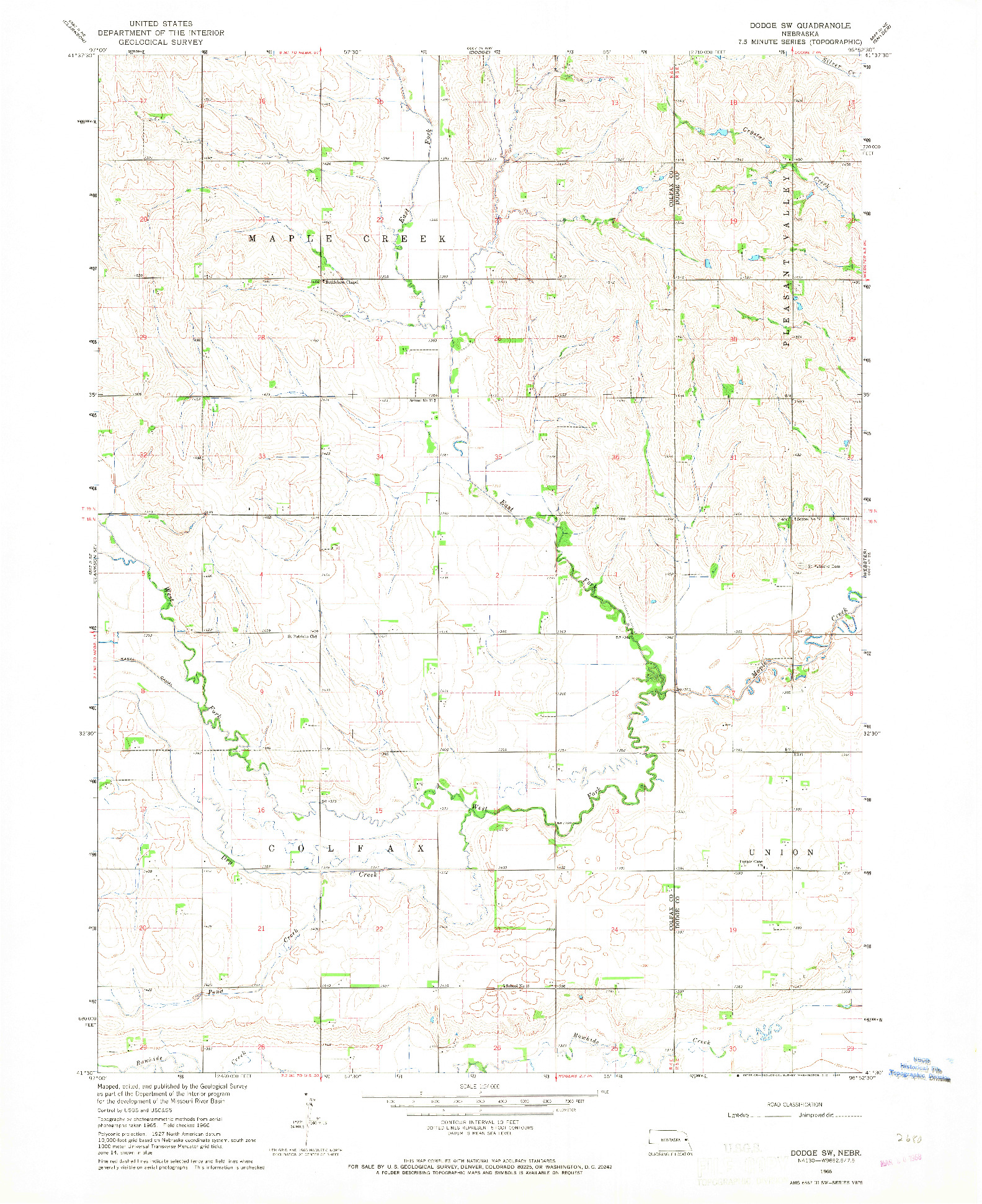 USGS 1:24000-SCALE QUADRANGLE FOR DODGE SW, NE 1966