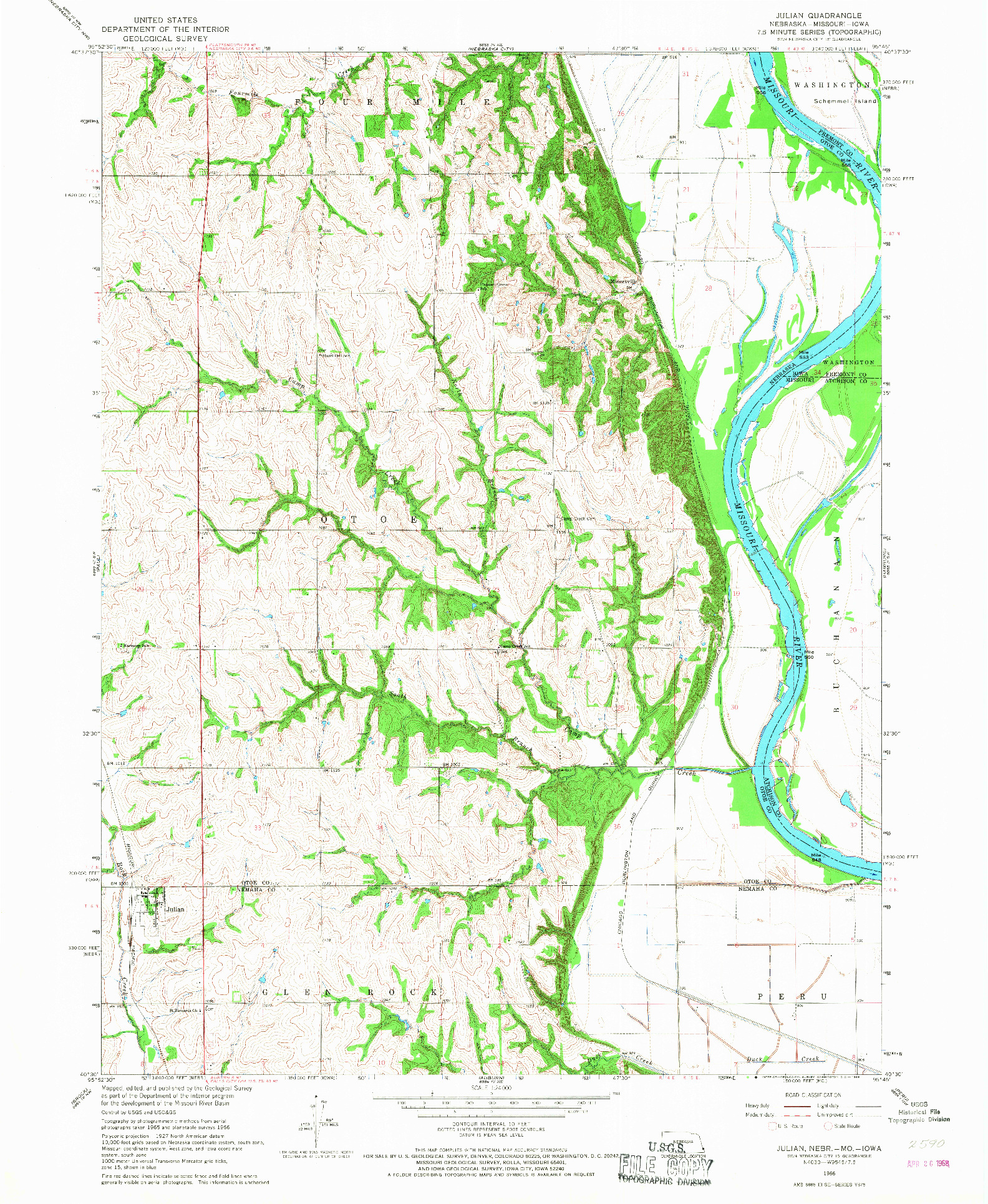 USGS 1:24000-SCALE QUADRANGLE FOR JULIAN, NE 1966