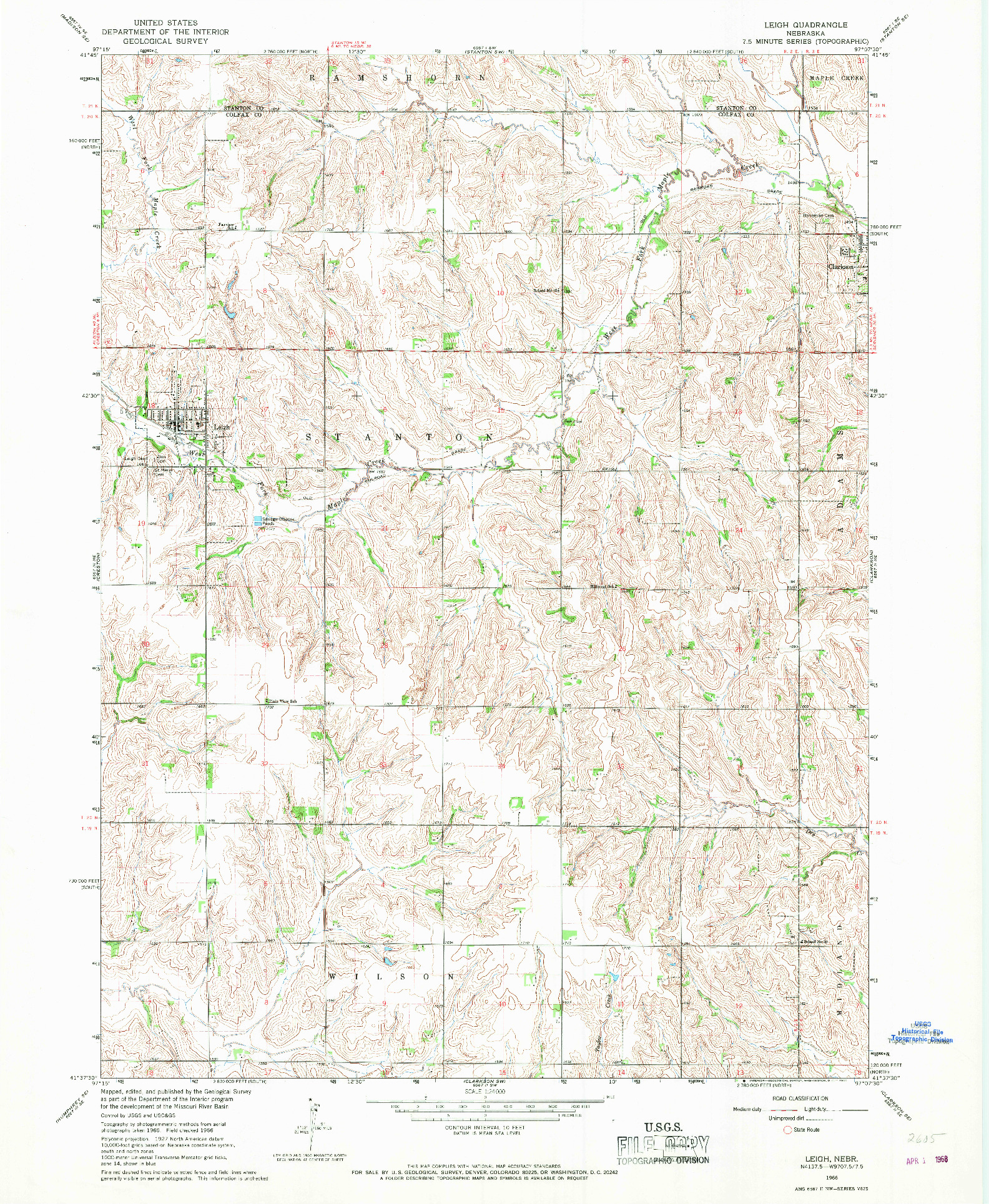 USGS 1:24000-SCALE QUADRANGLE FOR LEIGH, NE 1966