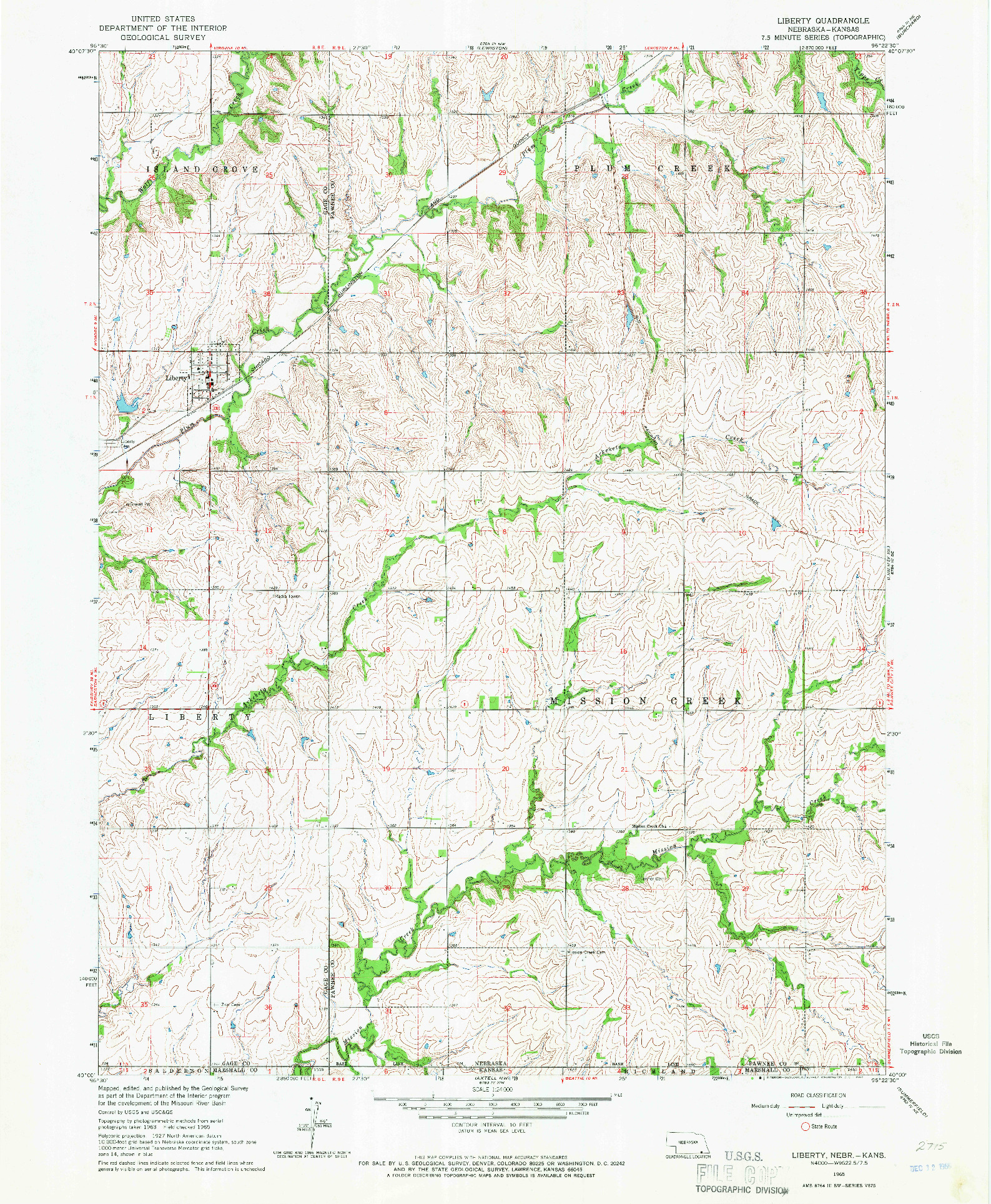 USGS 1:24000-SCALE QUADRANGLE FOR LIBERTY, NE 1965