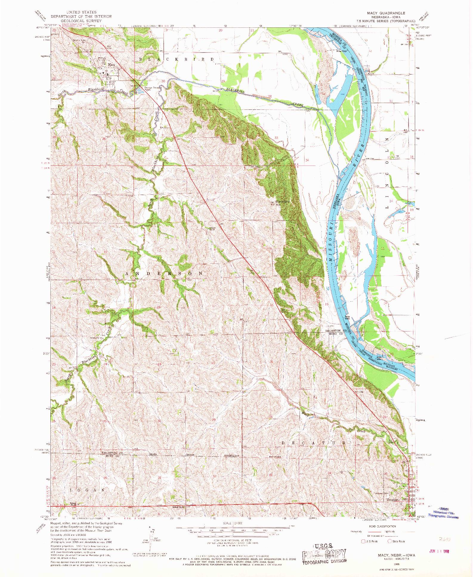 USGS 1:24000-SCALE QUADRANGLE FOR MACY, NE 1966