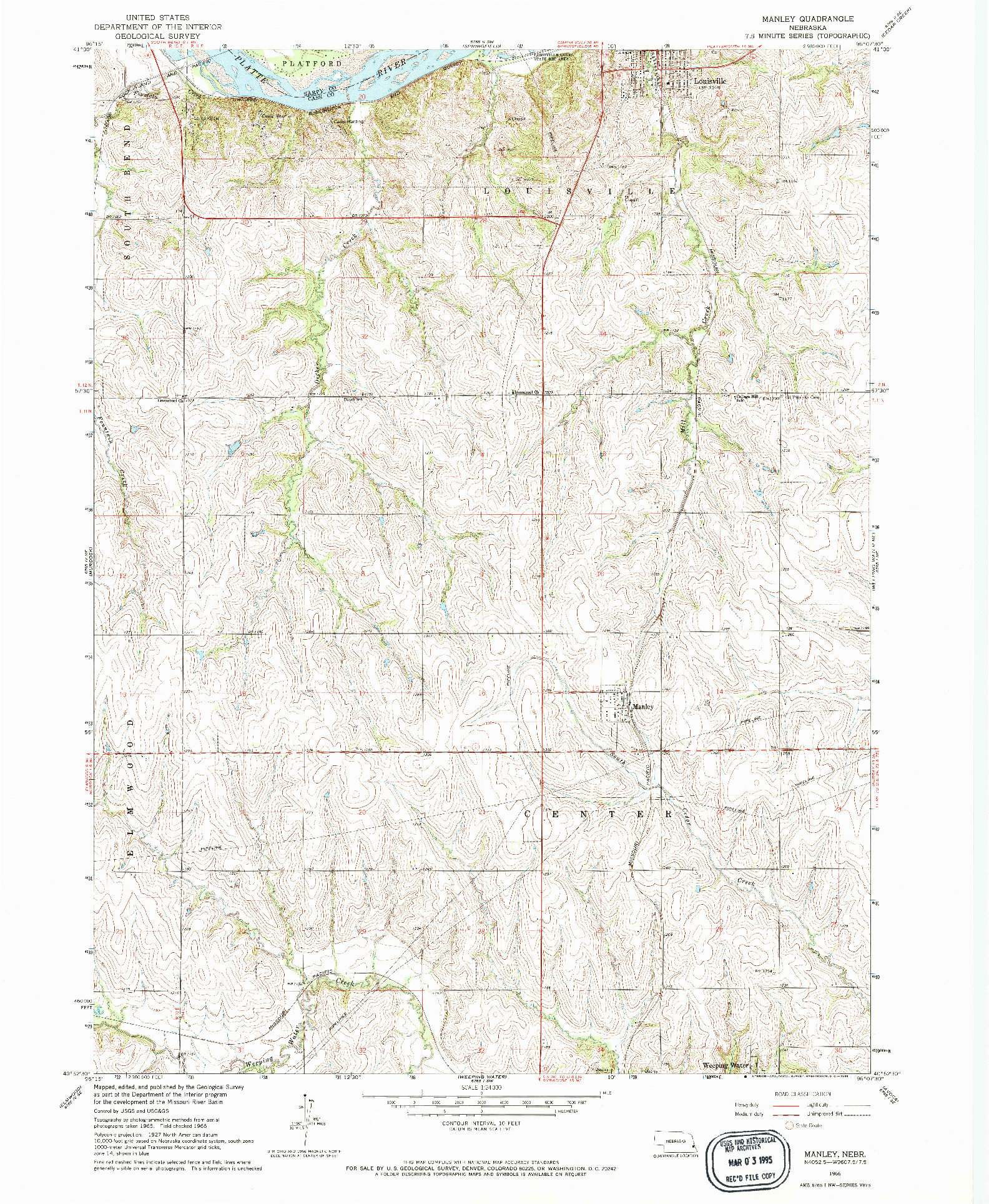 USGS 1:24000-SCALE QUADRANGLE FOR MANLEY, NE 1966