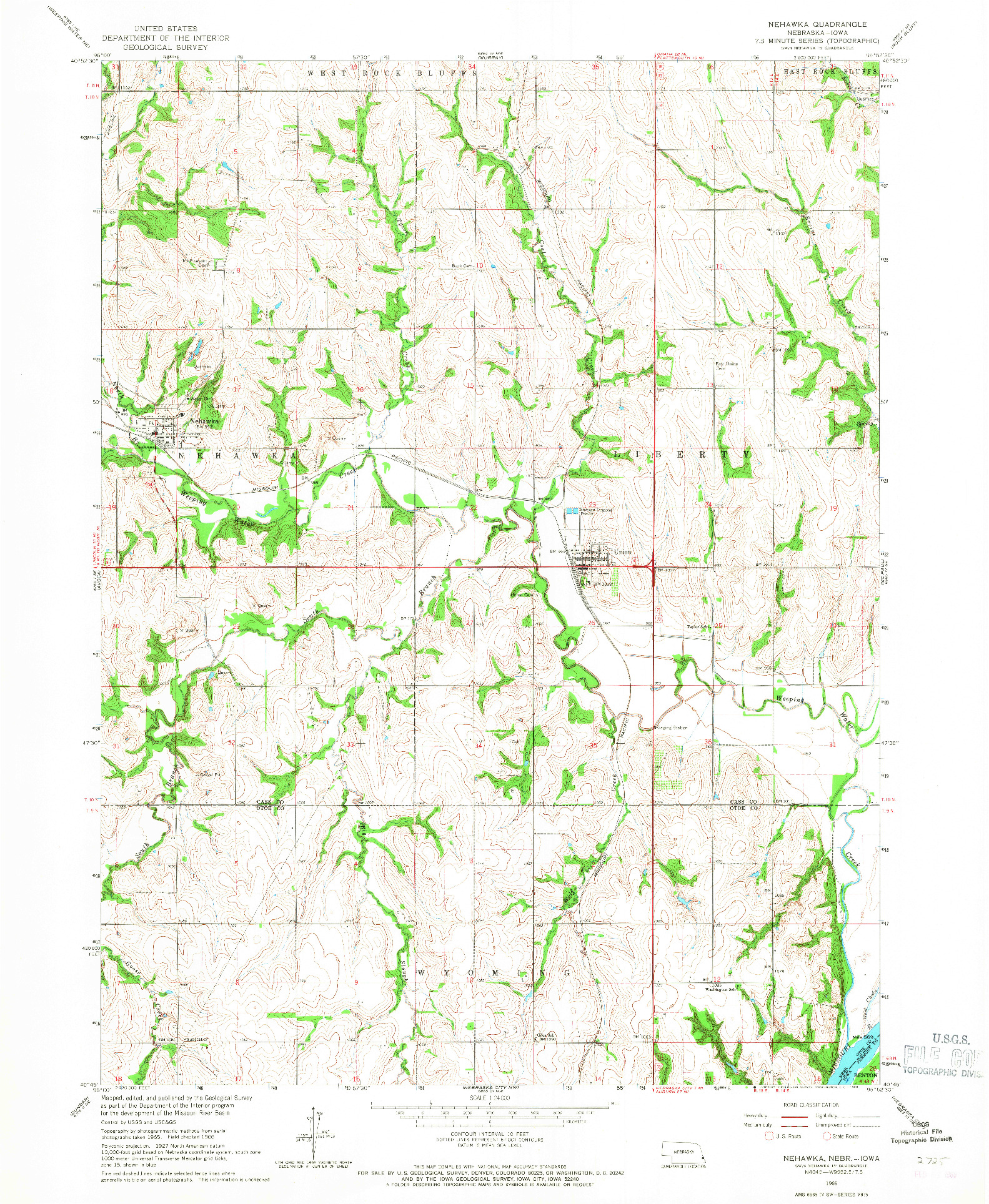 USGS 1:24000-SCALE QUADRANGLE FOR NEHAWKA, NE 1966