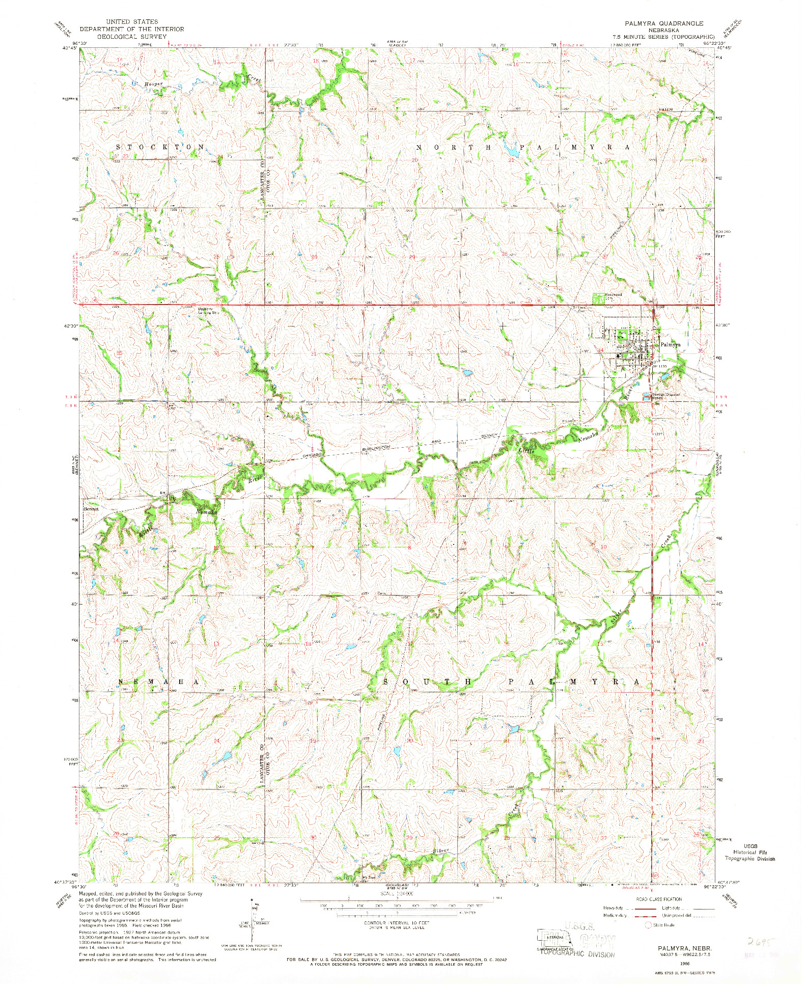 USGS 1:24000-SCALE QUADRANGLE FOR PALMYRA, NE 1966