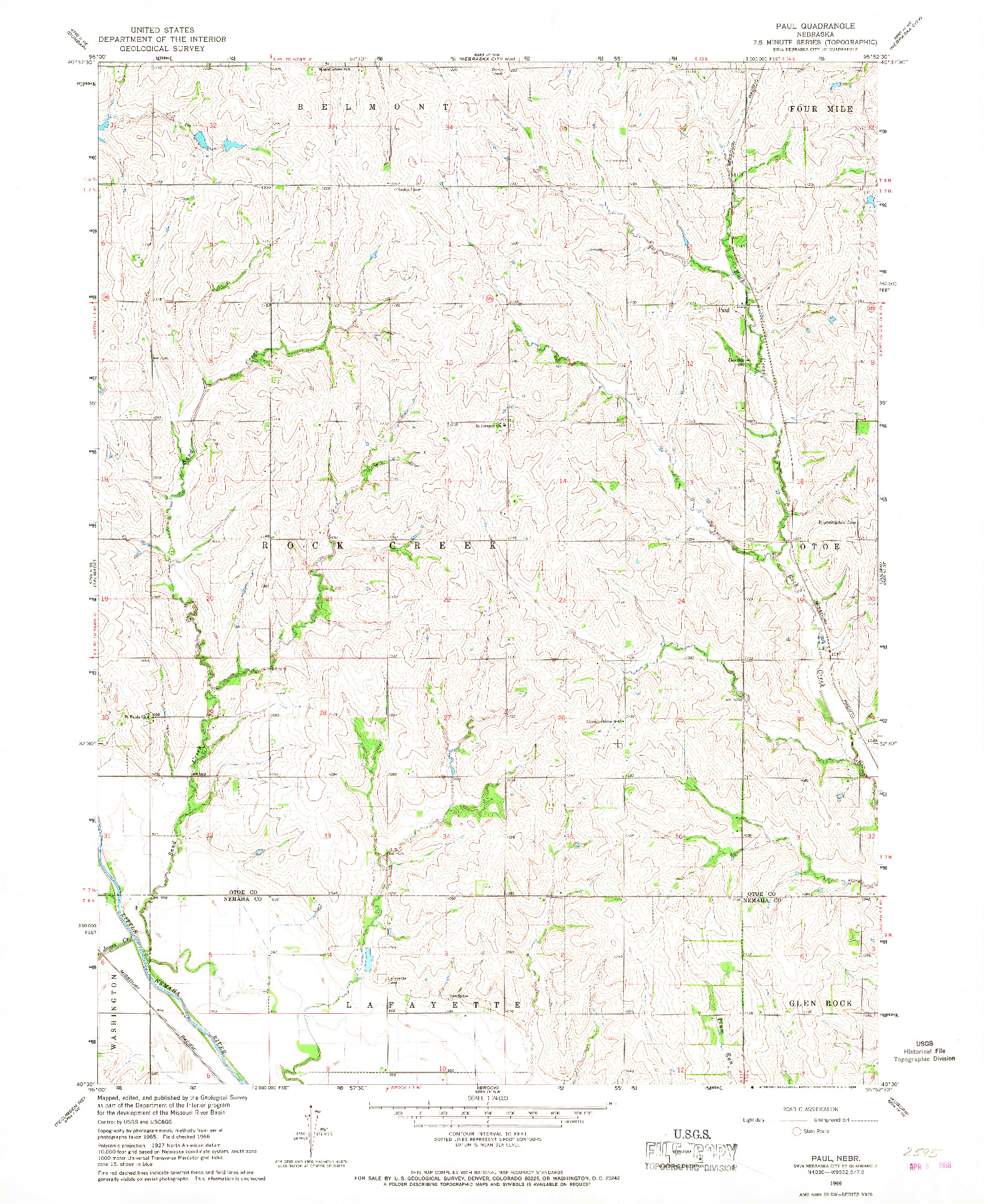 USGS 1:24000-SCALE QUADRANGLE FOR PAUL, NE 1966