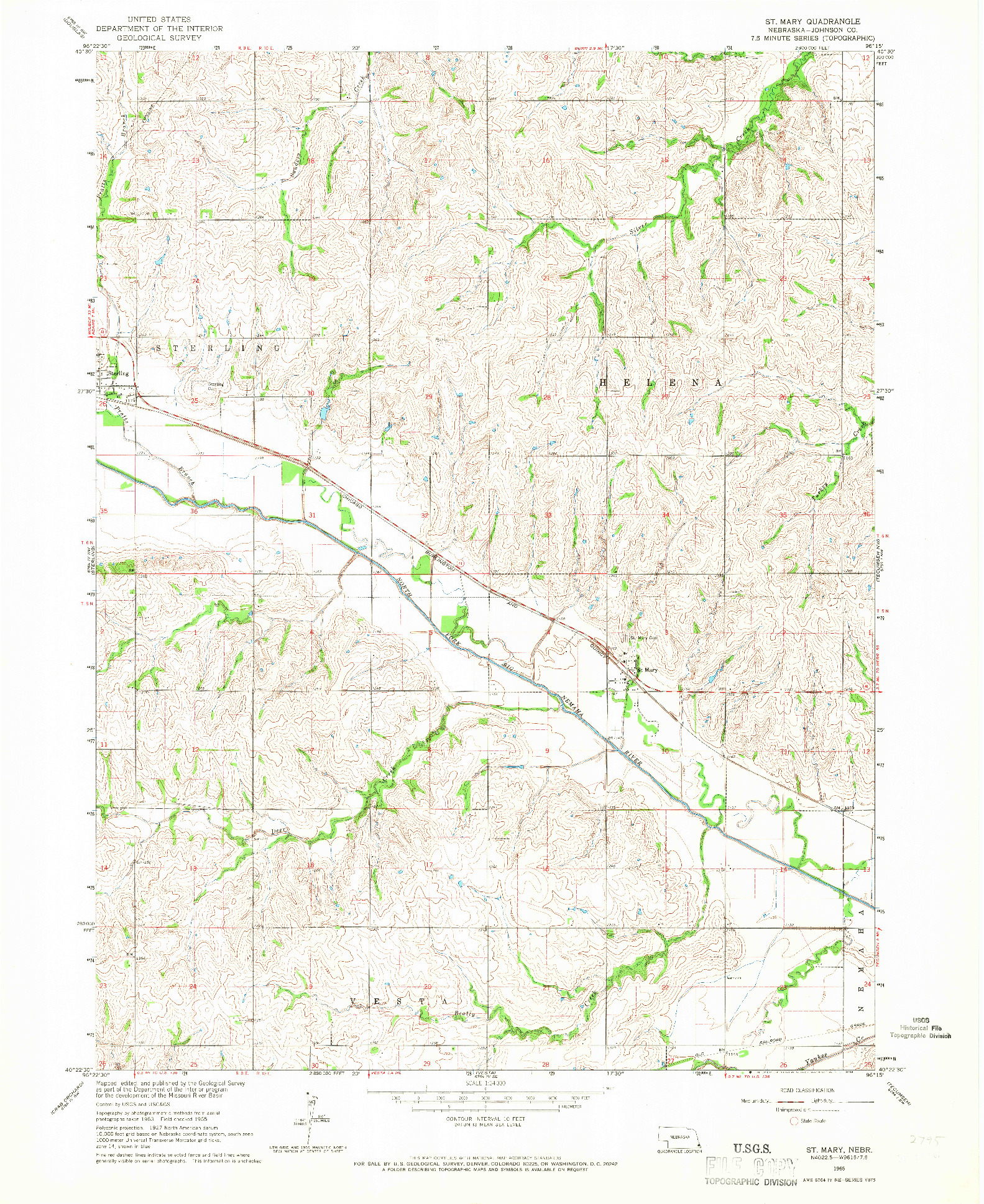 USGS 1:24000-SCALE QUADRANGLE FOR ST. MARY, NE 1965