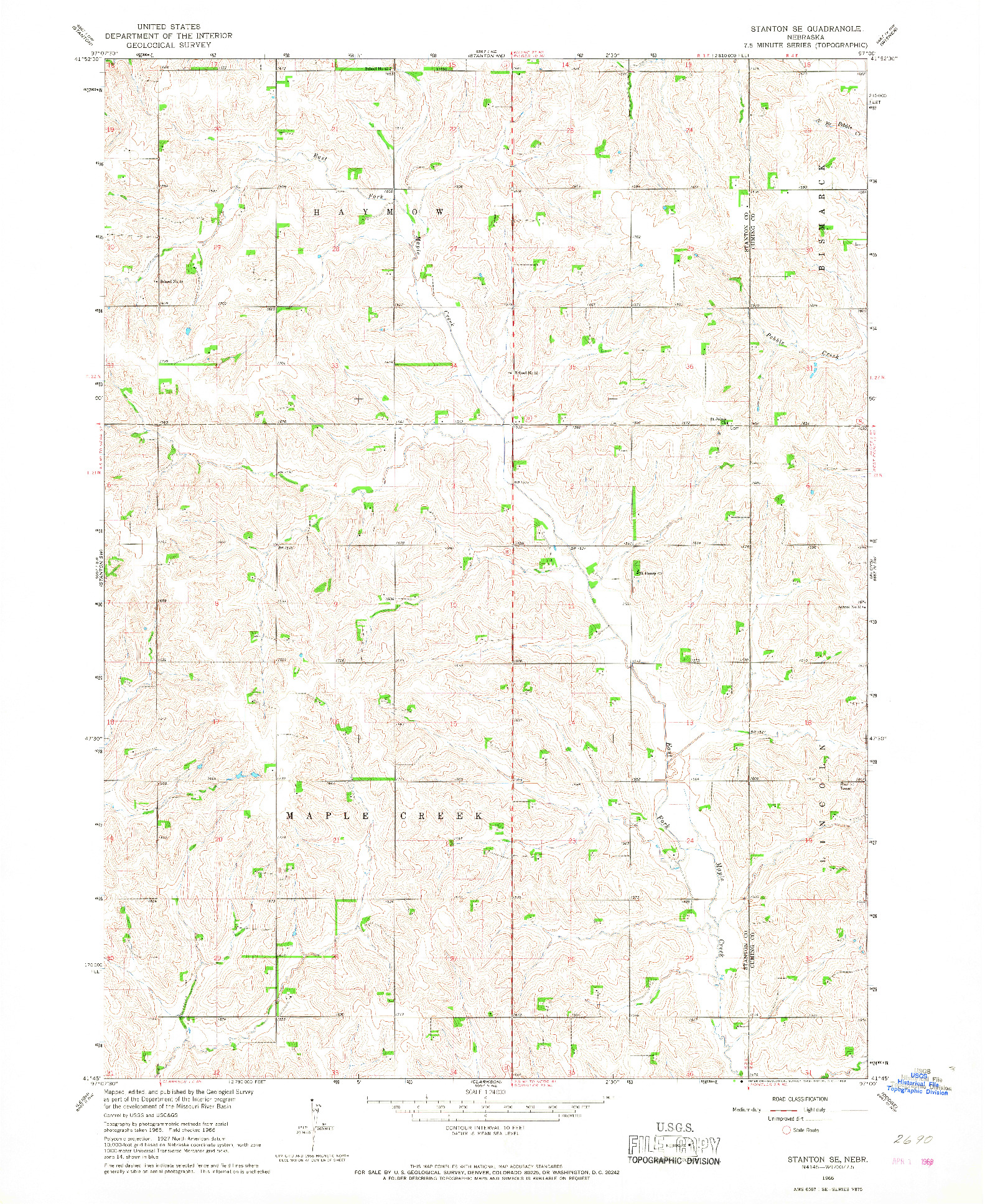 USGS 1:24000-SCALE QUADRANGLE FOR STANTON SE, NE 1966