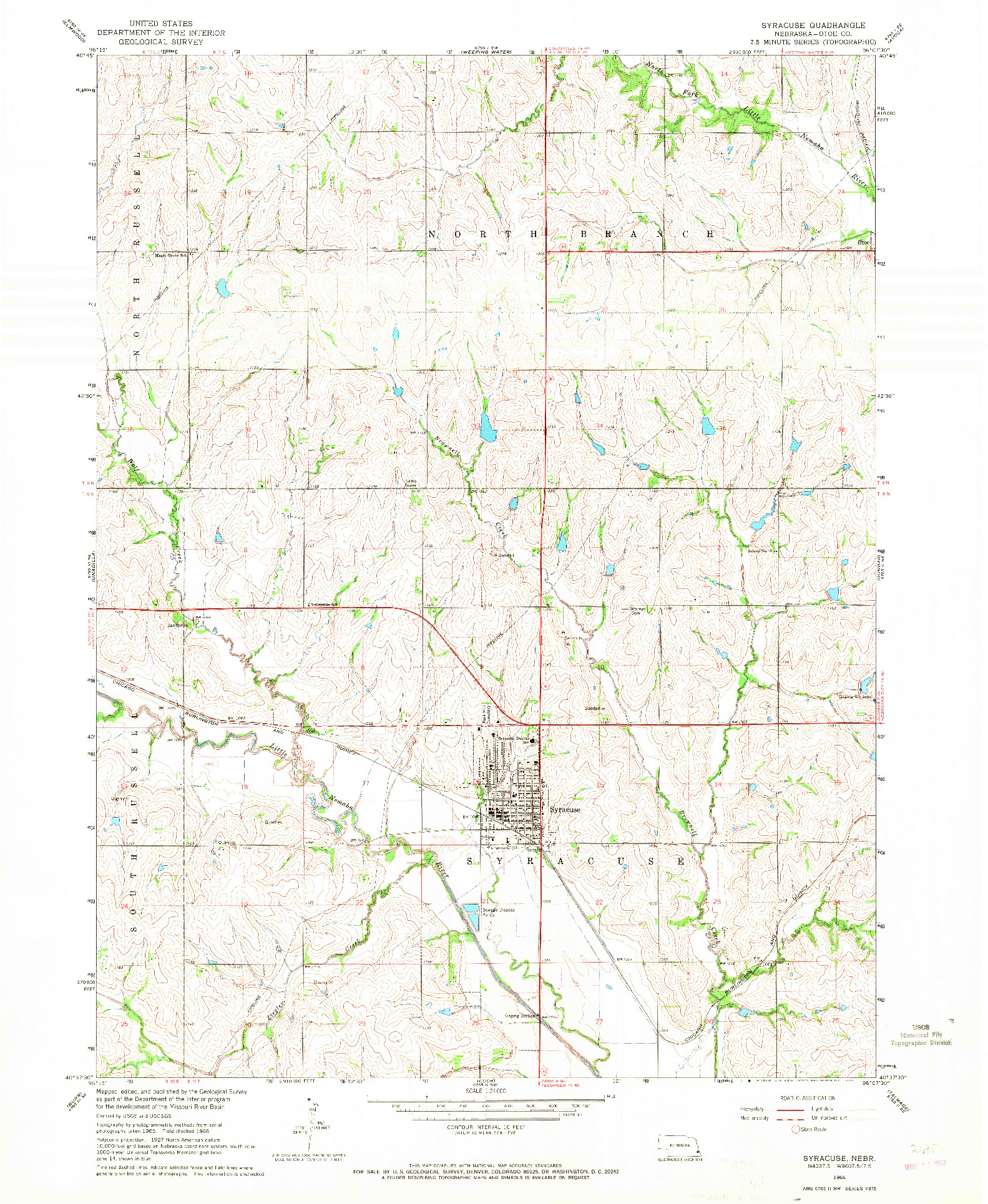 USGS 1:24000-SCALE QUADRANGLE FOR SYRACUSE, NE 1966