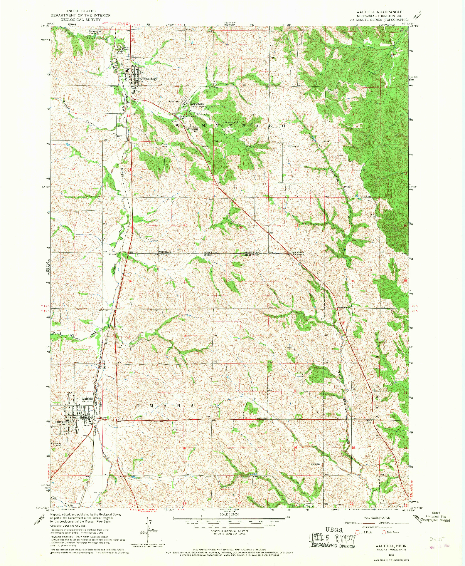 USGS 1:24000-SCALE QUADRANGLE FOR WALTHILL, NE 1966