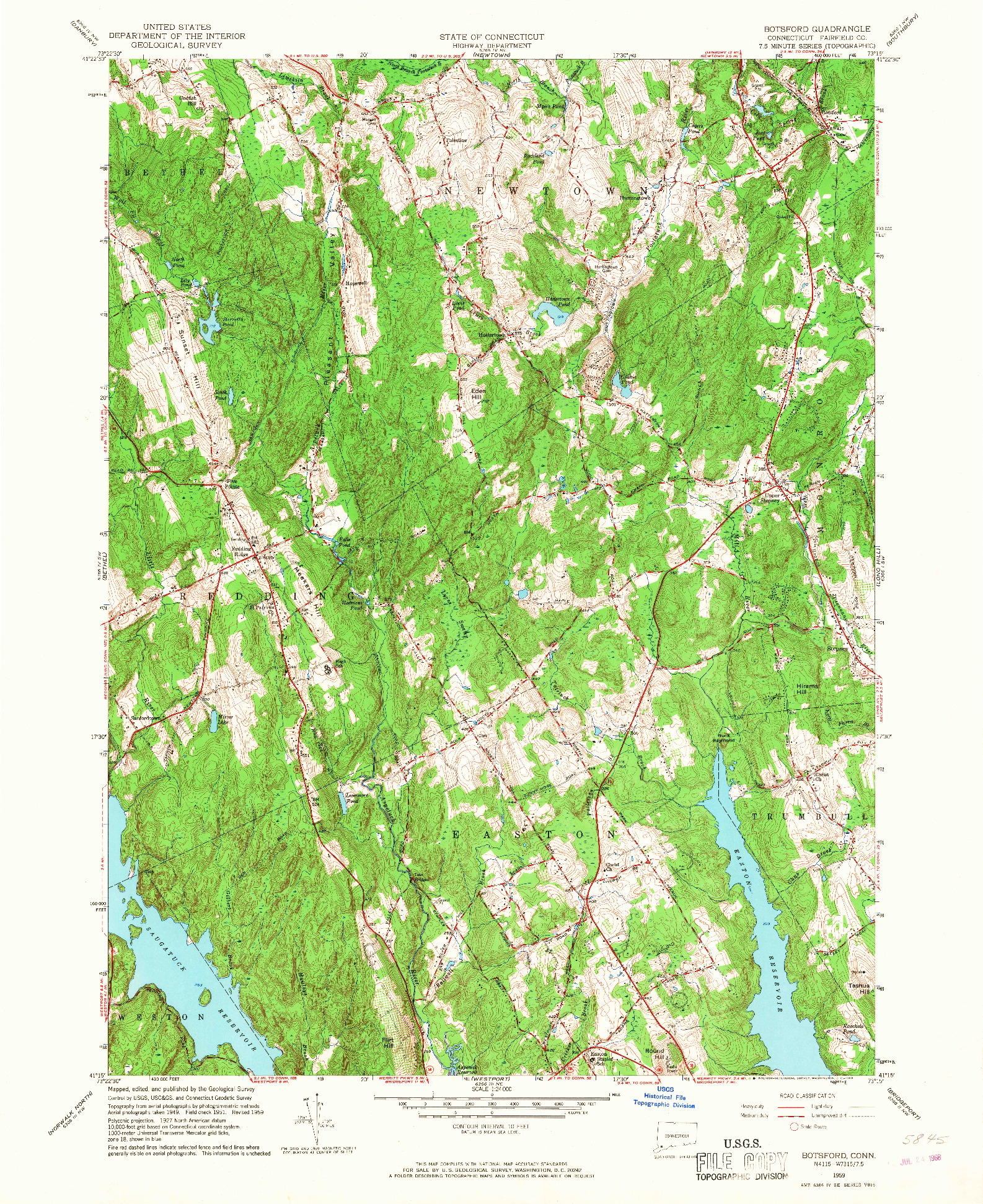 USGS 1:24000-SCALE QUADRANGLE FOR BOTSFORD, CT 1959