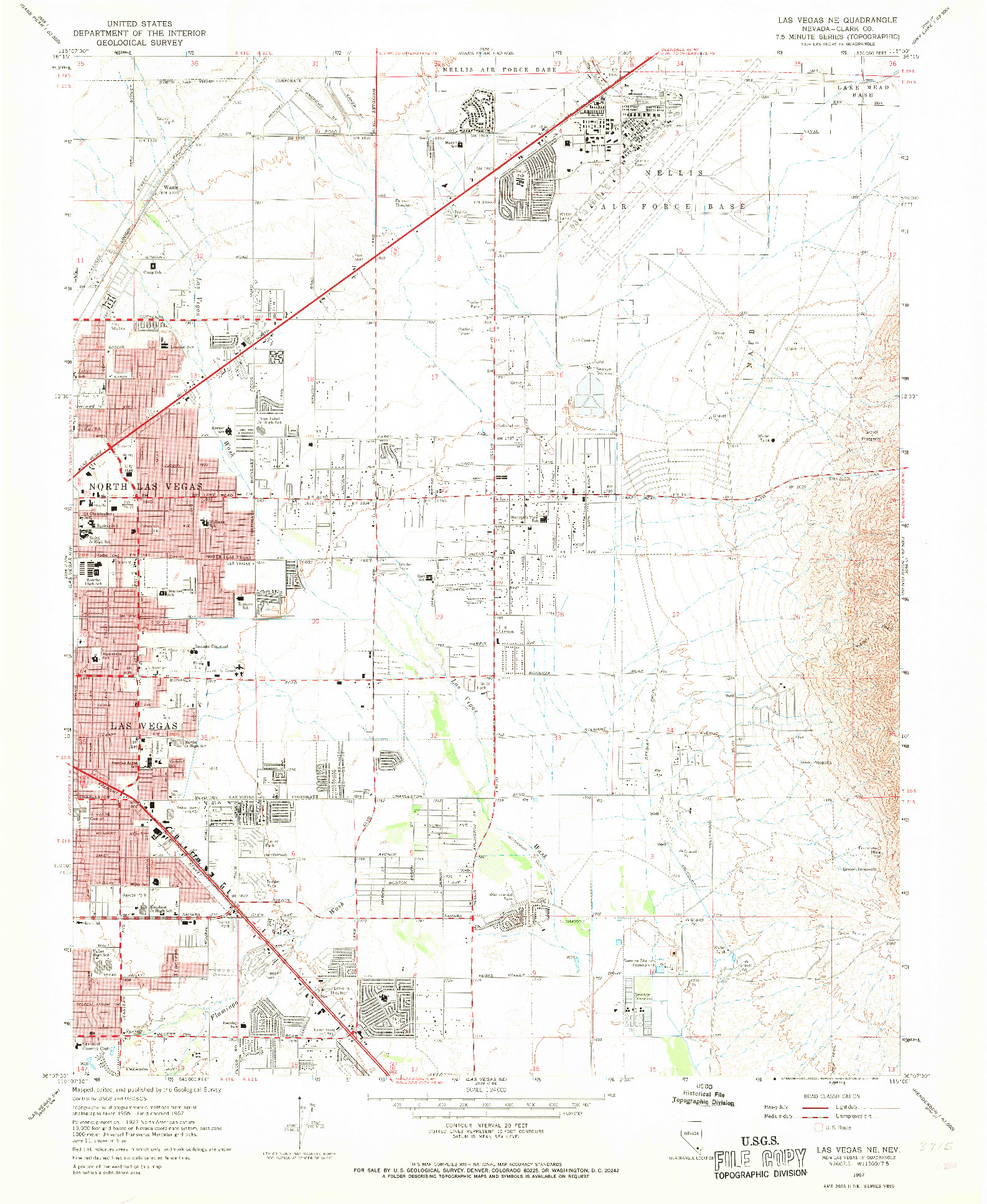 USGS 1:24000-SCALE QUADRANGLE FOR LAS VEGAS NE, NV 1967