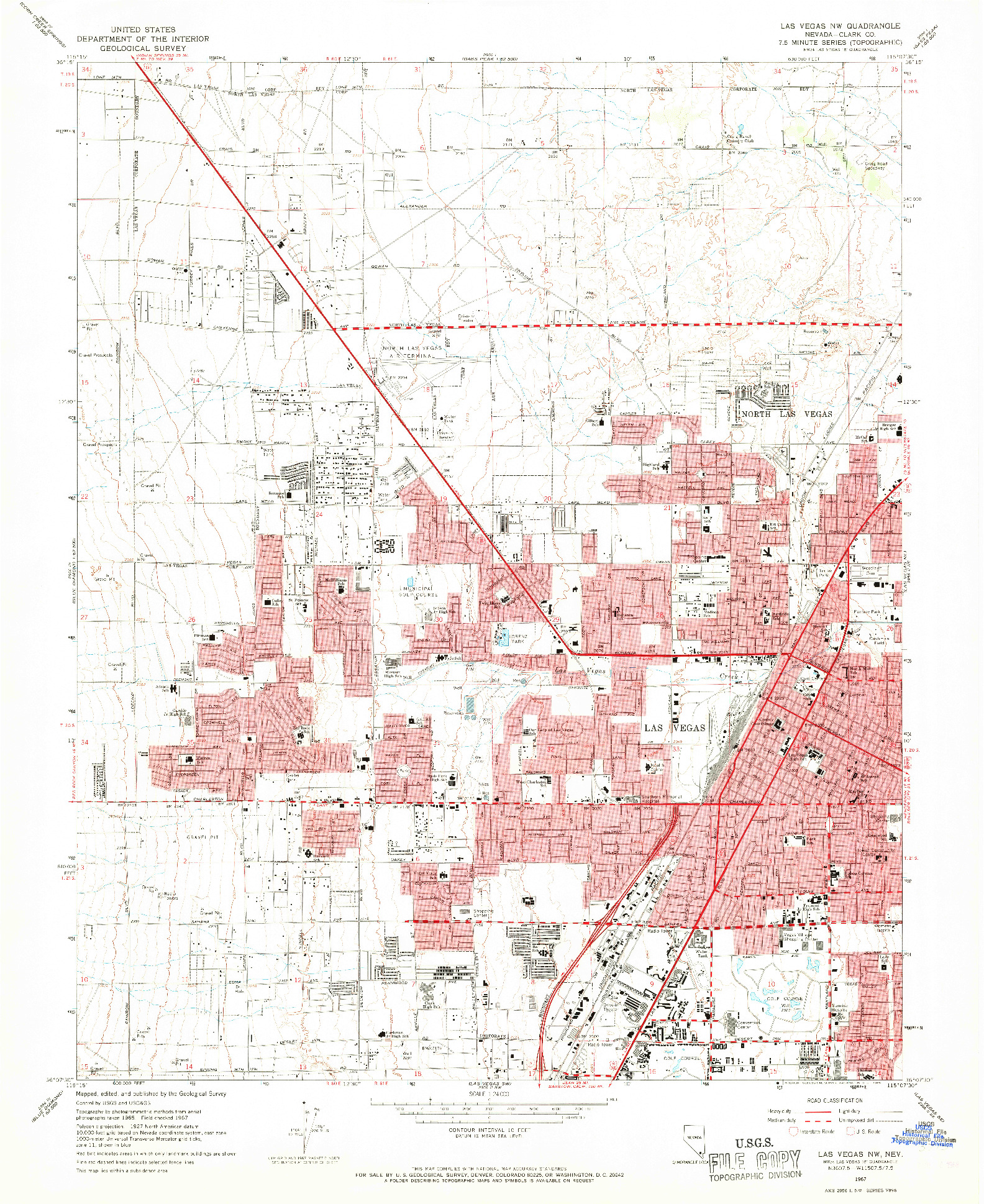 USGS 1:24000-SCALE QUADRANGLE FOR LAS VEGAS NW, NV 1967