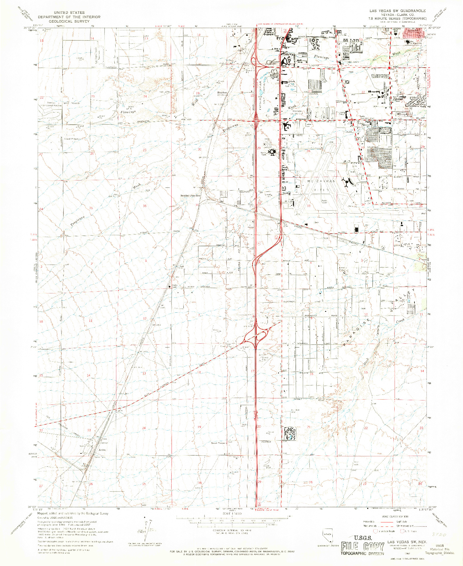 USGS 1:24000-SCALE QUADRANGLE FOR LAS VEGAS SW, NV 1967