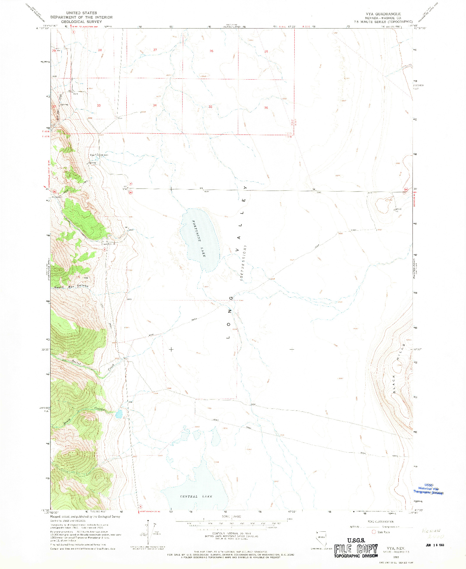 USGS 1:24000-SCALE QUADRANGLE FOR VYA, NV 1966