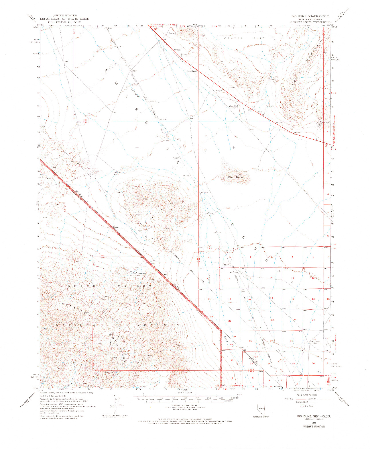 USGS 1:62500-SCALE QUADRANGLE FOR BIG DUNE, NV 1952