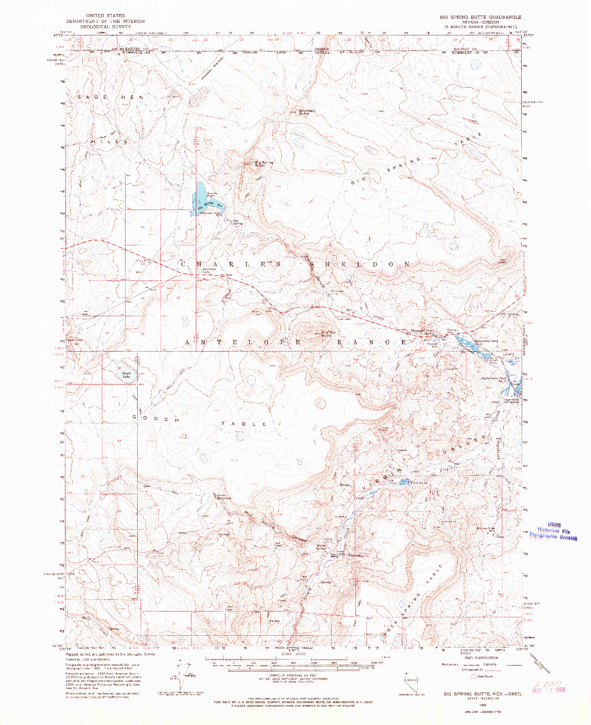 USGS 1:62500-SCALE QUADRANGLE FOR BIG SPRING BUTTE, NV 1966