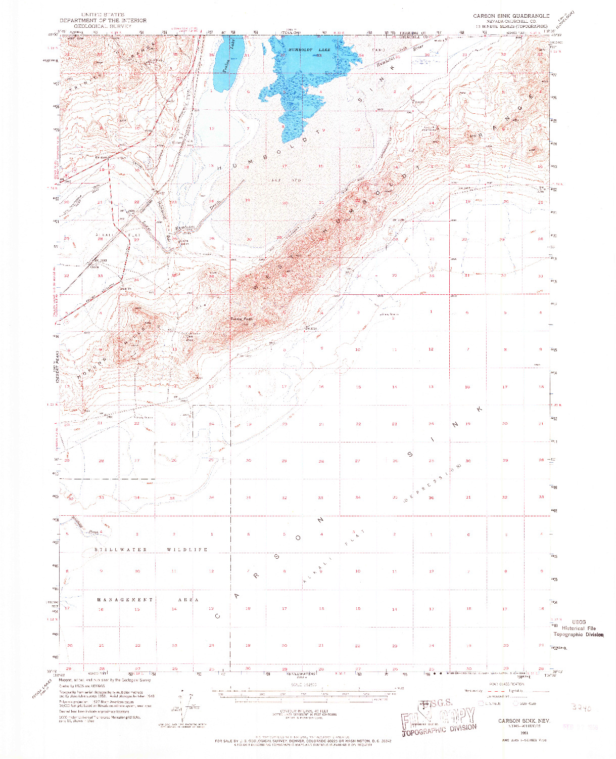 USGS 1:62500-SCALE QUADRANGLE FOR CARSON SINK, NV 1951