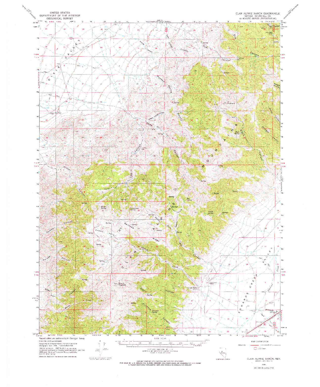 USGS 1:62500-SCALE QUADRANGLE FOR CLAN ALPINE RANCH, NV 1966