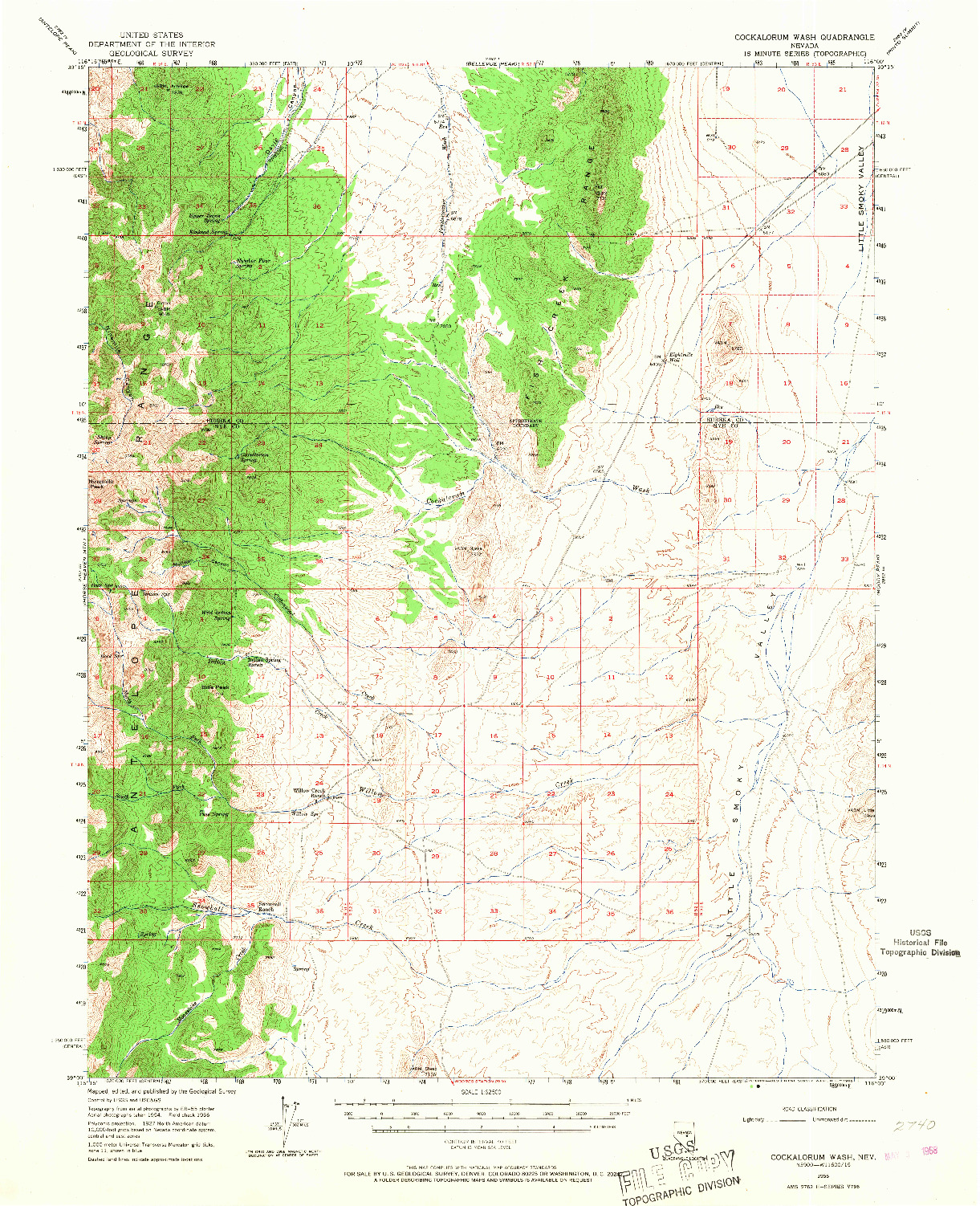 USGS 1:62500-SCALE QUADRANGLE FOR COCKALORUM WASH, NV 1956