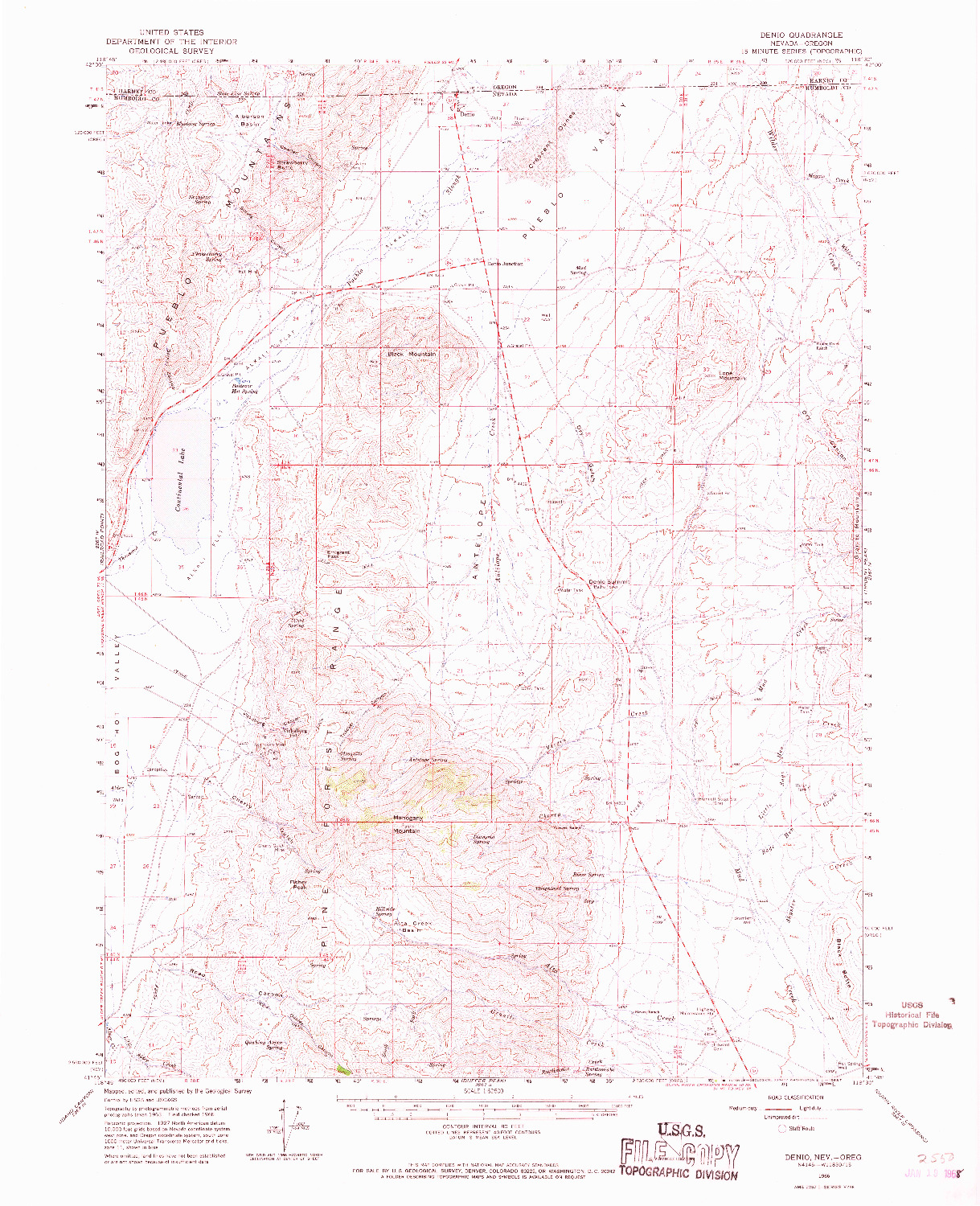 USGS 1:62500-SCALE QUADRANGLE FOR DENIO, NV 1966