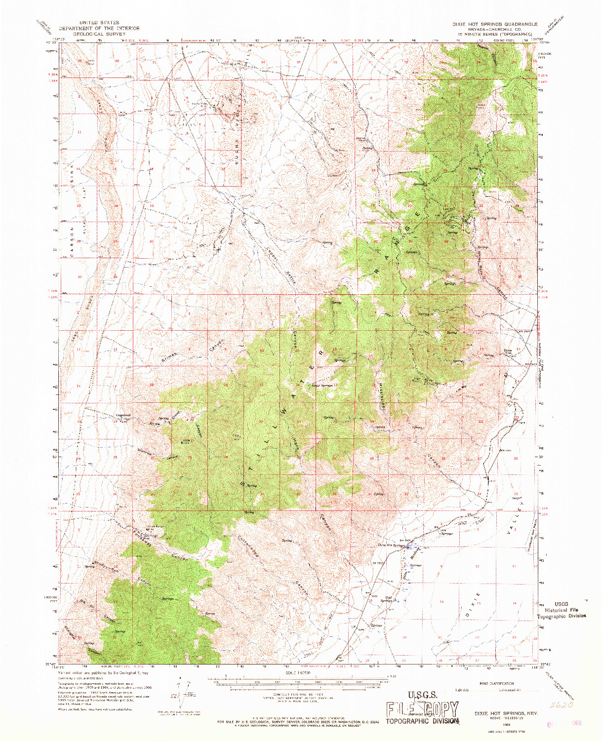 USGS 1:62500-SCALE QUADRANGLE FOR DIXIE HOT SPRINGS, NV 1966