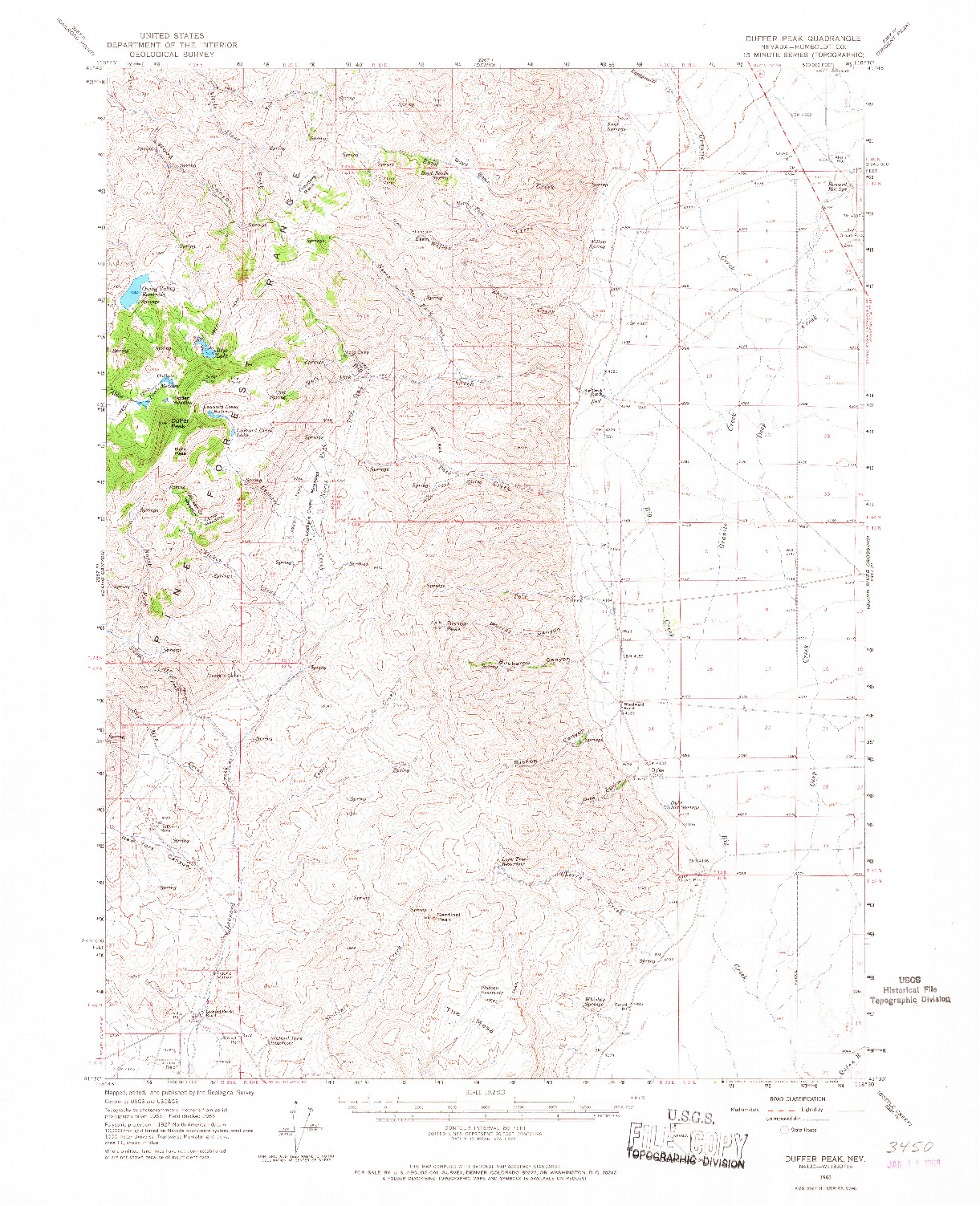 USGS 1:62500-SCALE QUADRANGLE FOR DUFFER PEAK, NV 1965