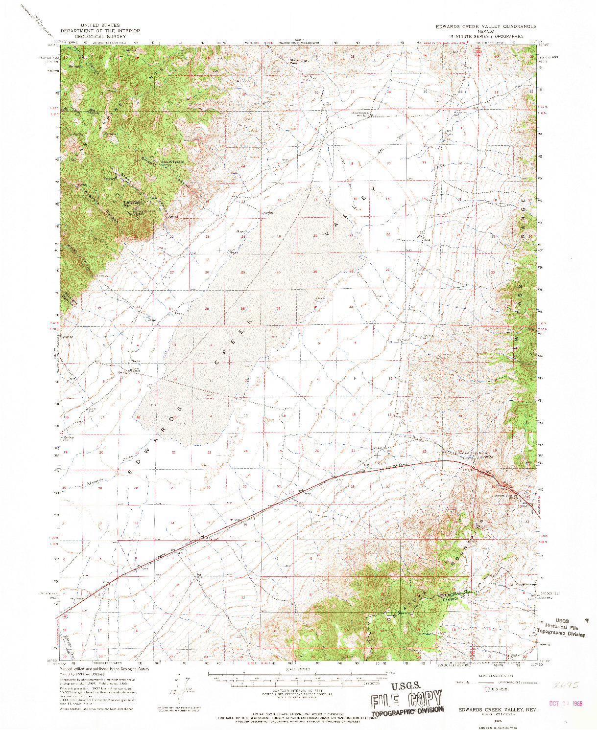USGS 1:62500-SCALE QUADRANGLE FOR EDWARDS CREEK VALLEY, NV 1966