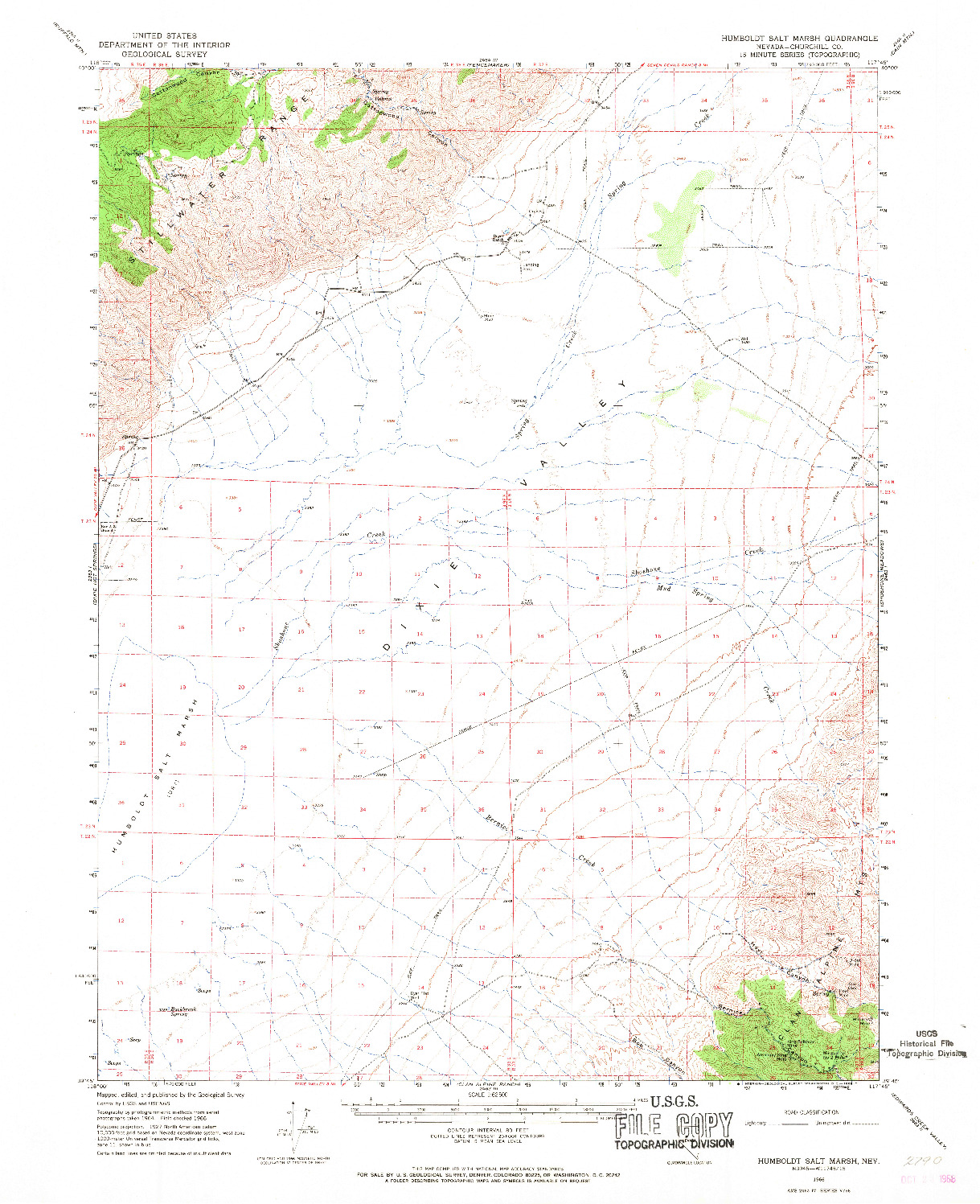 USGS 1:62500-SCALE QUADRANGLE FOR HUMBOLDT SALT MARSH, NV 1966