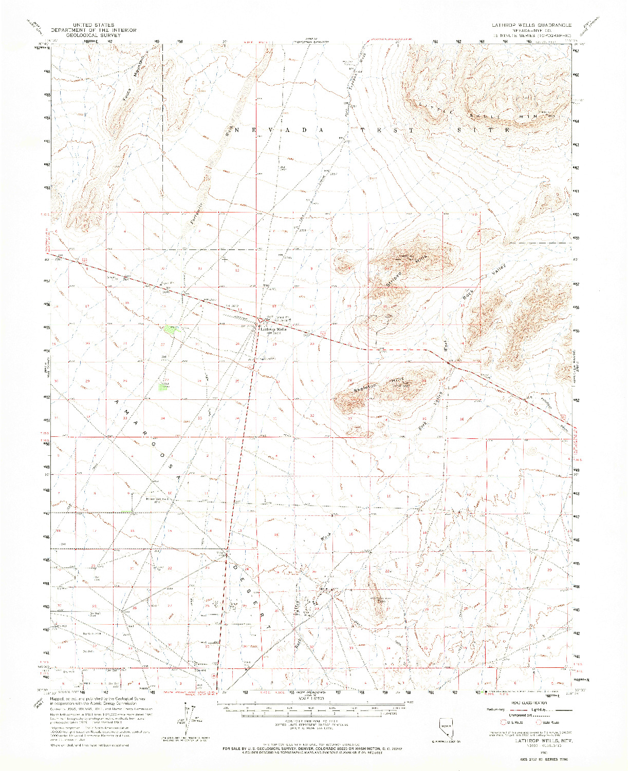 USGS 1:62500-SCALE QUADRANGLE FOR LATHROP WELLS, NV 1961