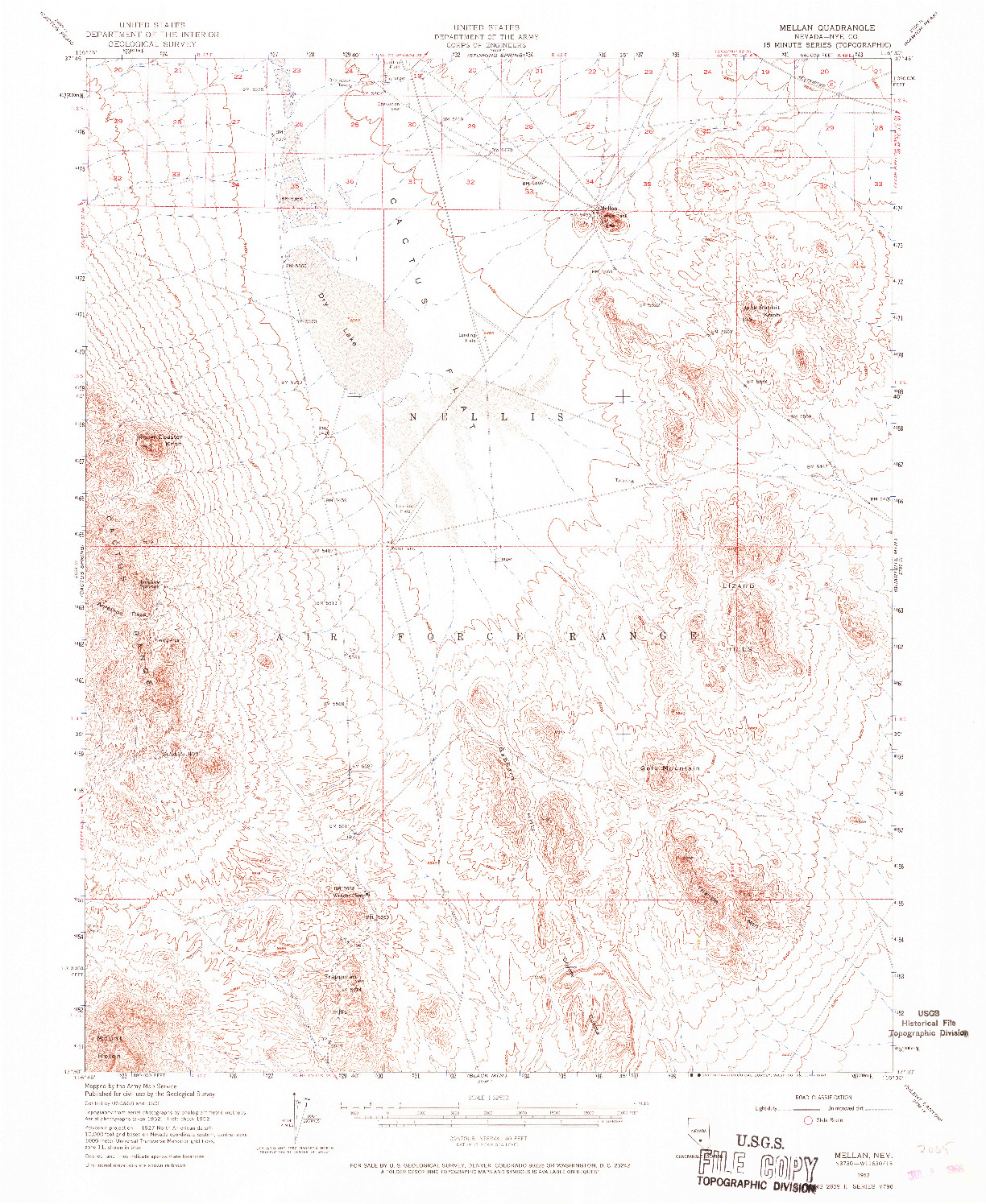 USGS 1:62500-SCALE QUADRANGLE FOR MELLAN, NV 1952