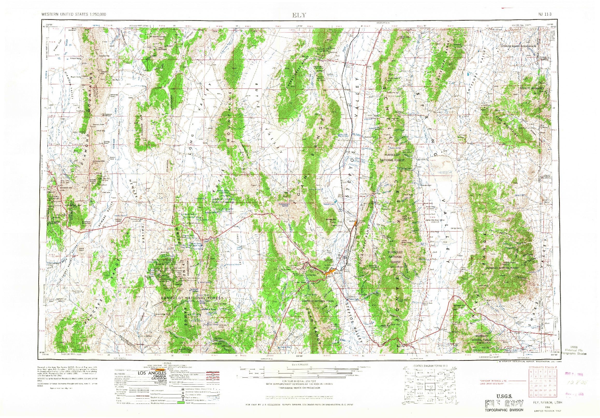 USGS 1:250000-SCALE QUADRANGLE FOR ELY, NV 1956