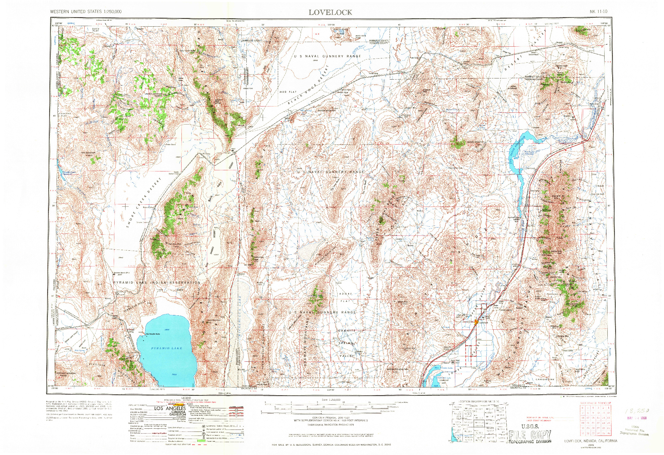 USGS 1:250000-SCALE QUADRANGLE FOR LOVELOCK, NV 1955