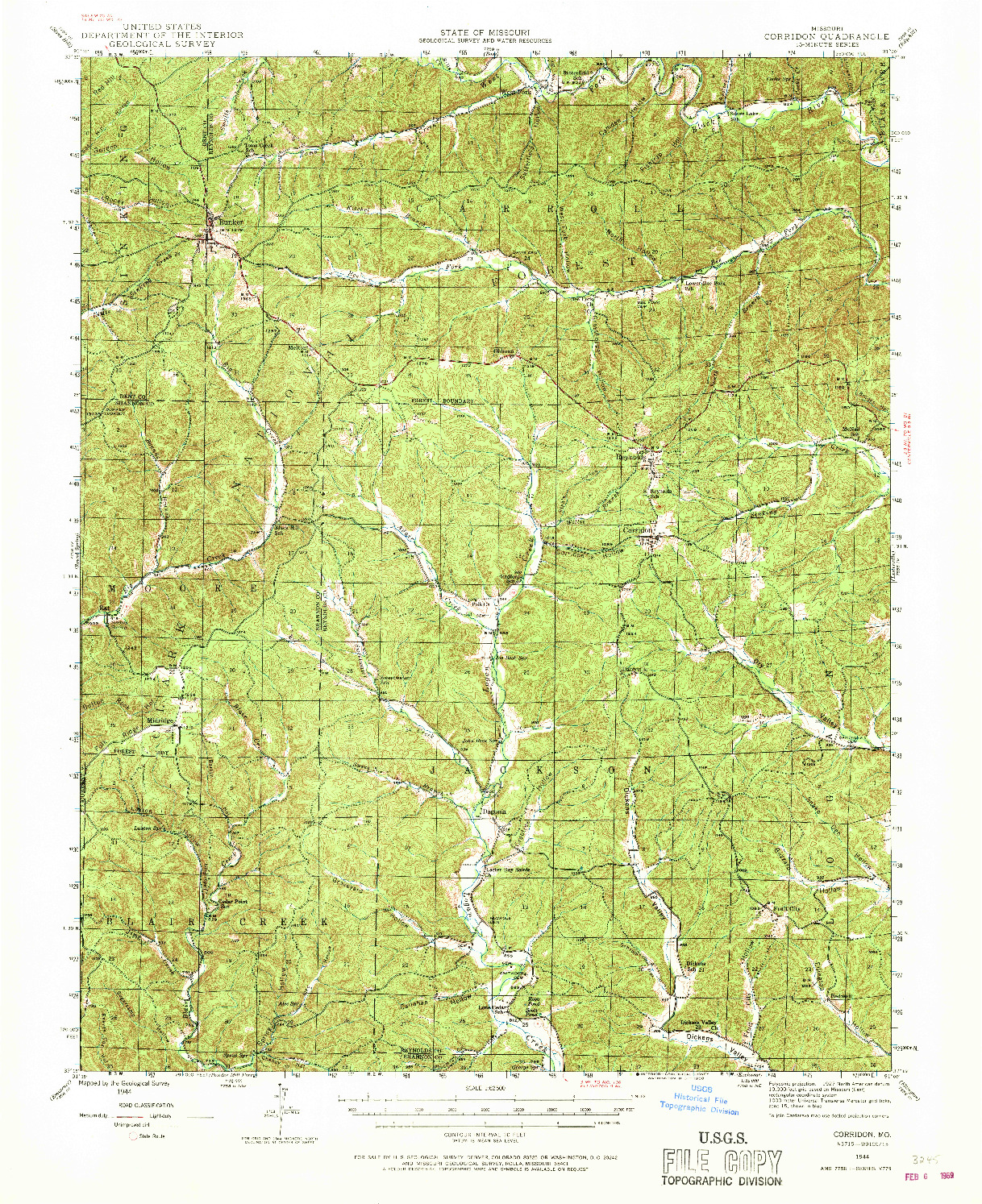 USGS 1:62500-SCALE QUADRANGLE FOR CORRIDON, MO 1944