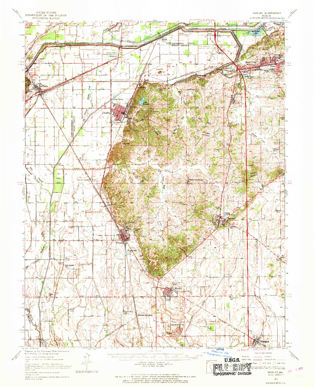 USGS 1:62500-SCALE QUADRANGLE FOR MORLEY, MO 1963