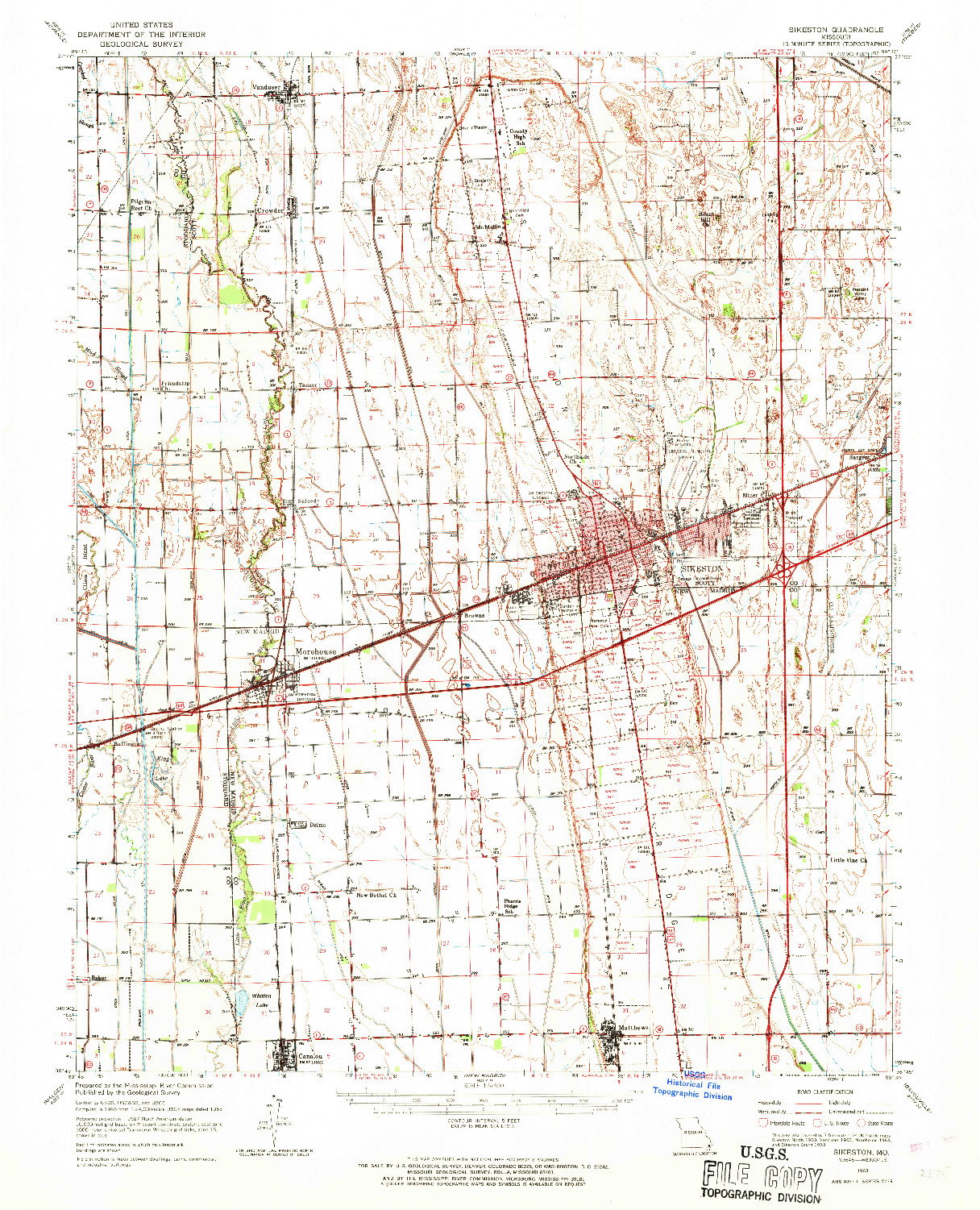 USGS 1:62500-SCALE QUADRANGLE FOR SIKESTON, MO 1963