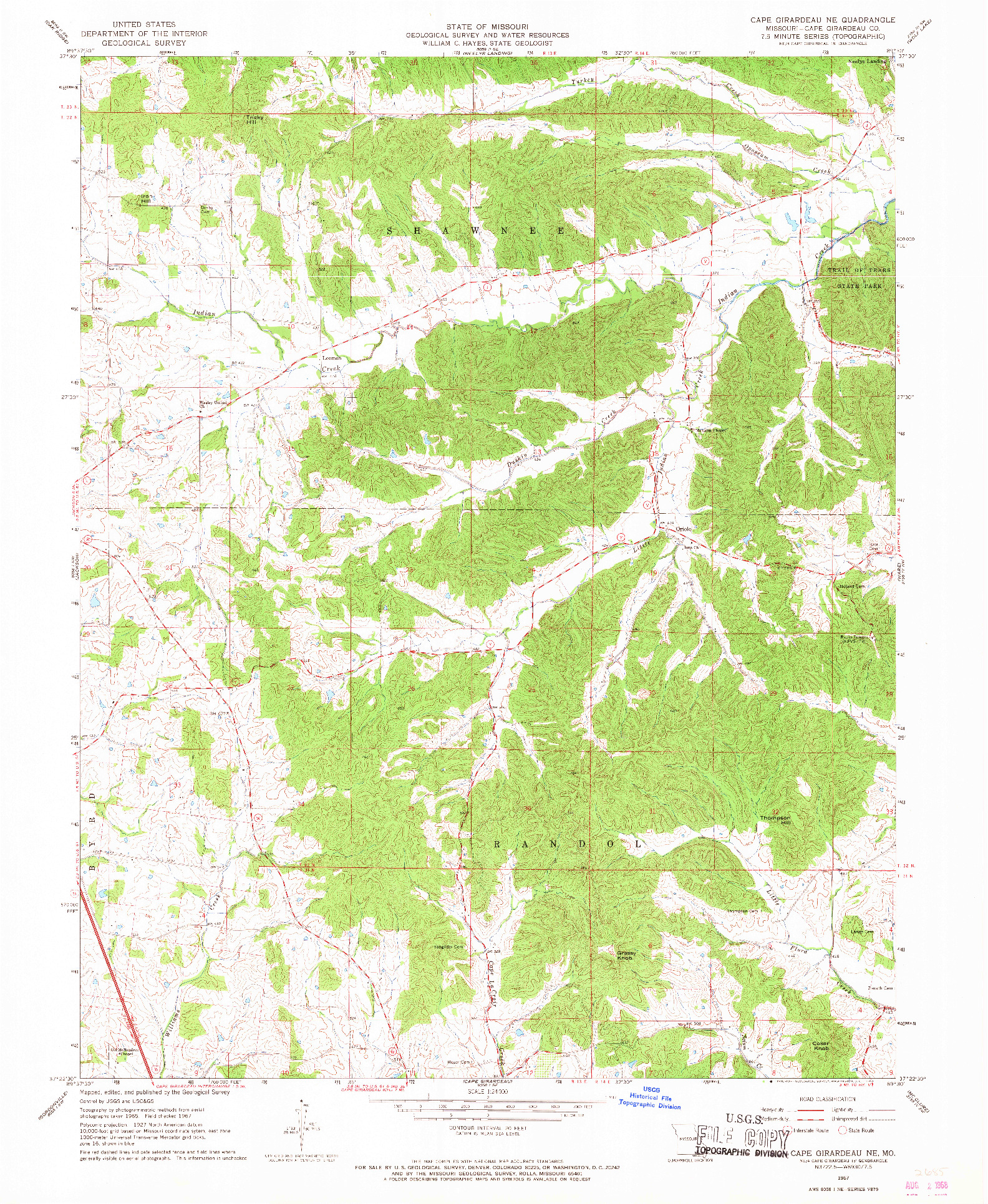 USGS 1:24000-SCALE QUADRANGLE FOR CAPE GIRARDEAU NE, MO 1967