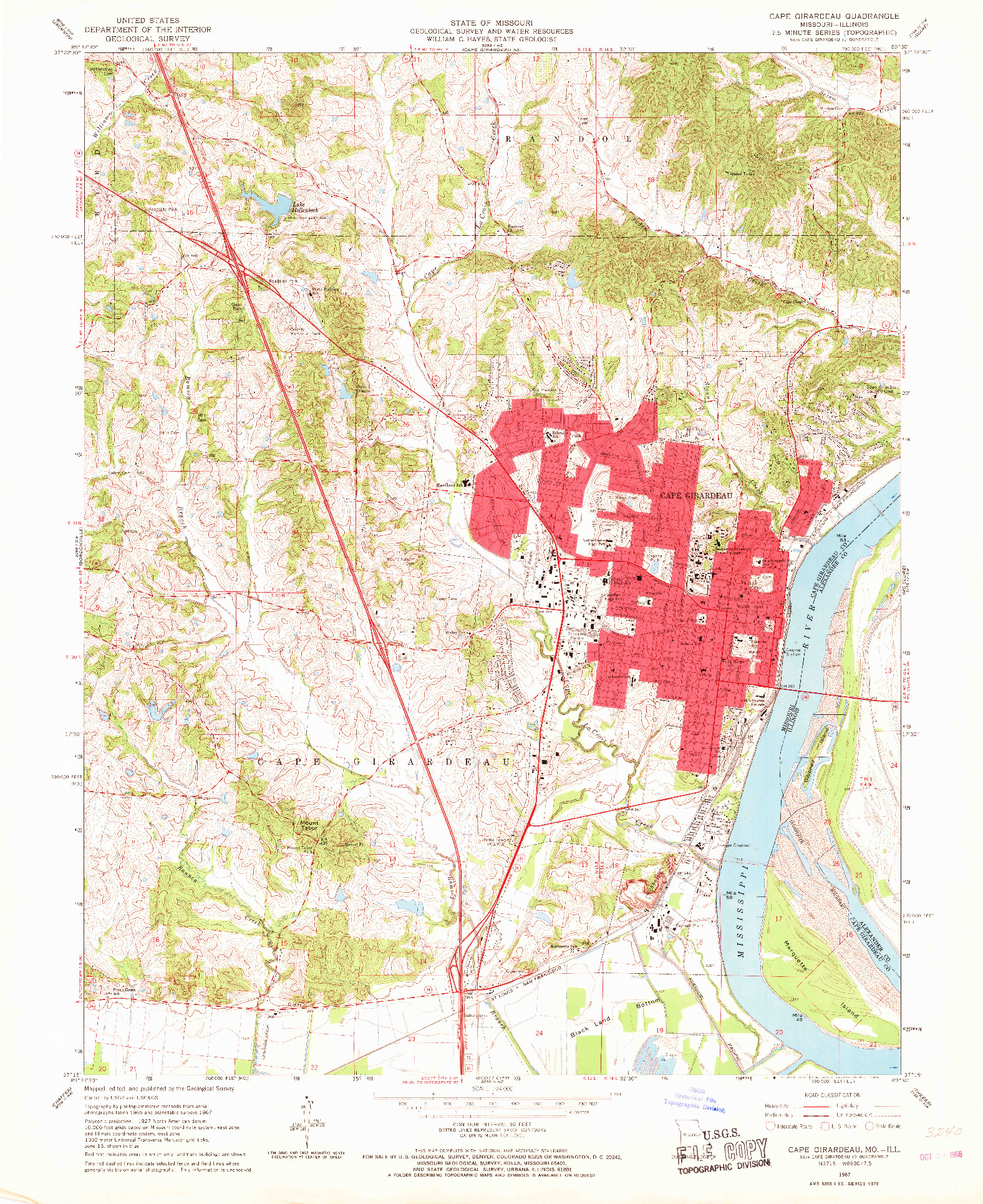 USGS 1:24000-SCALE QUADRANGLE FOR CAPE GIRARDEAU, MO 1967