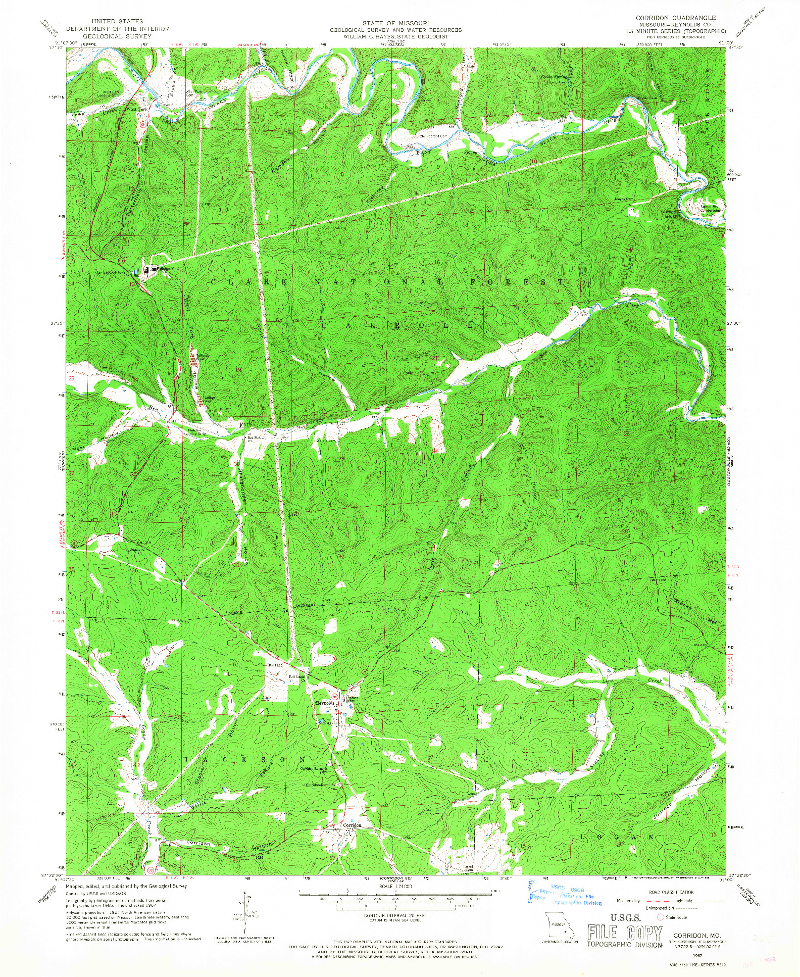 USGS 1:24000-SCALE QUADRANGLE FOR CORRIDON, MO 1967