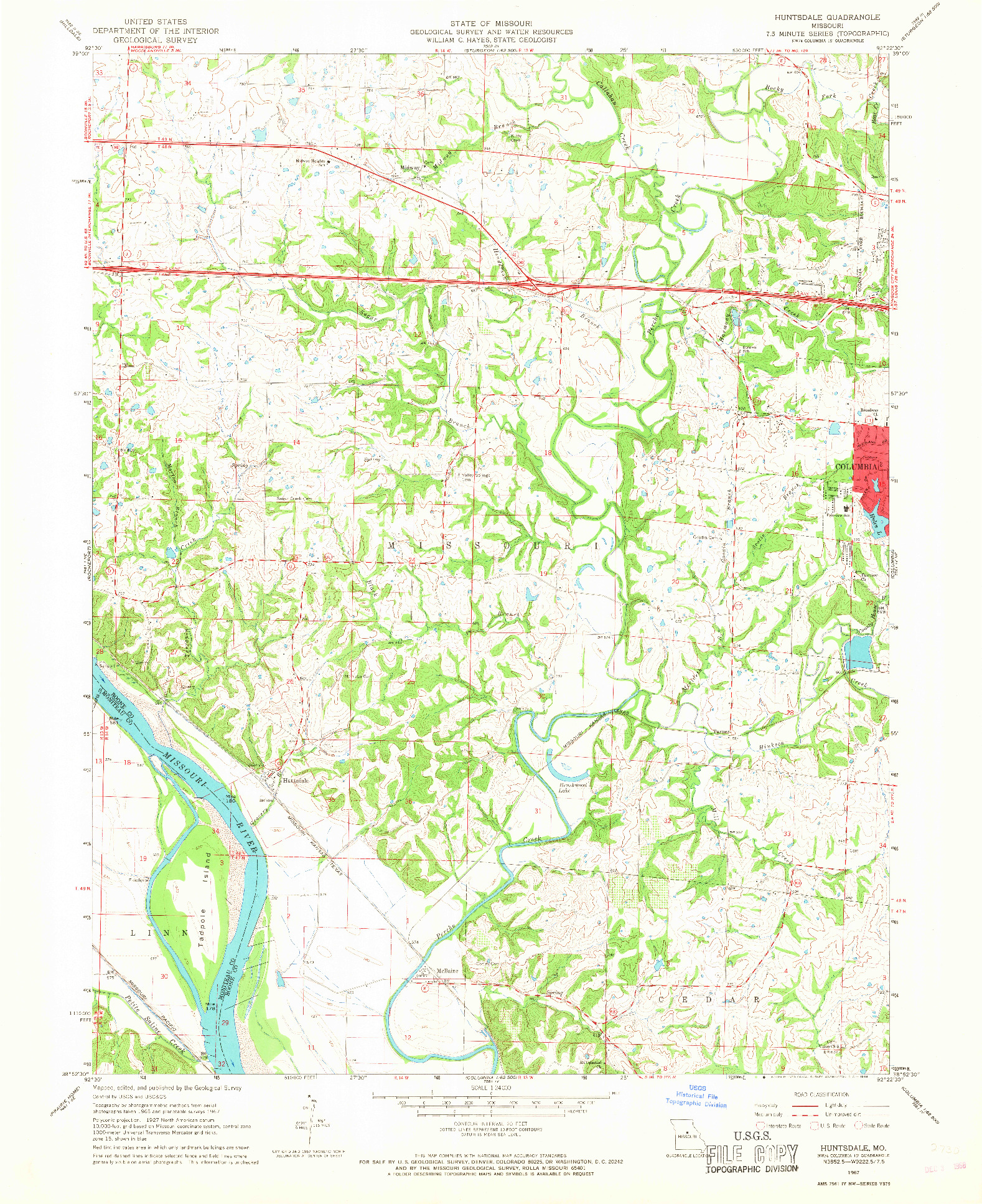 USGS 1:24000-SCALE QUADRANGLE FOR HUNTSDALE, MO 1967