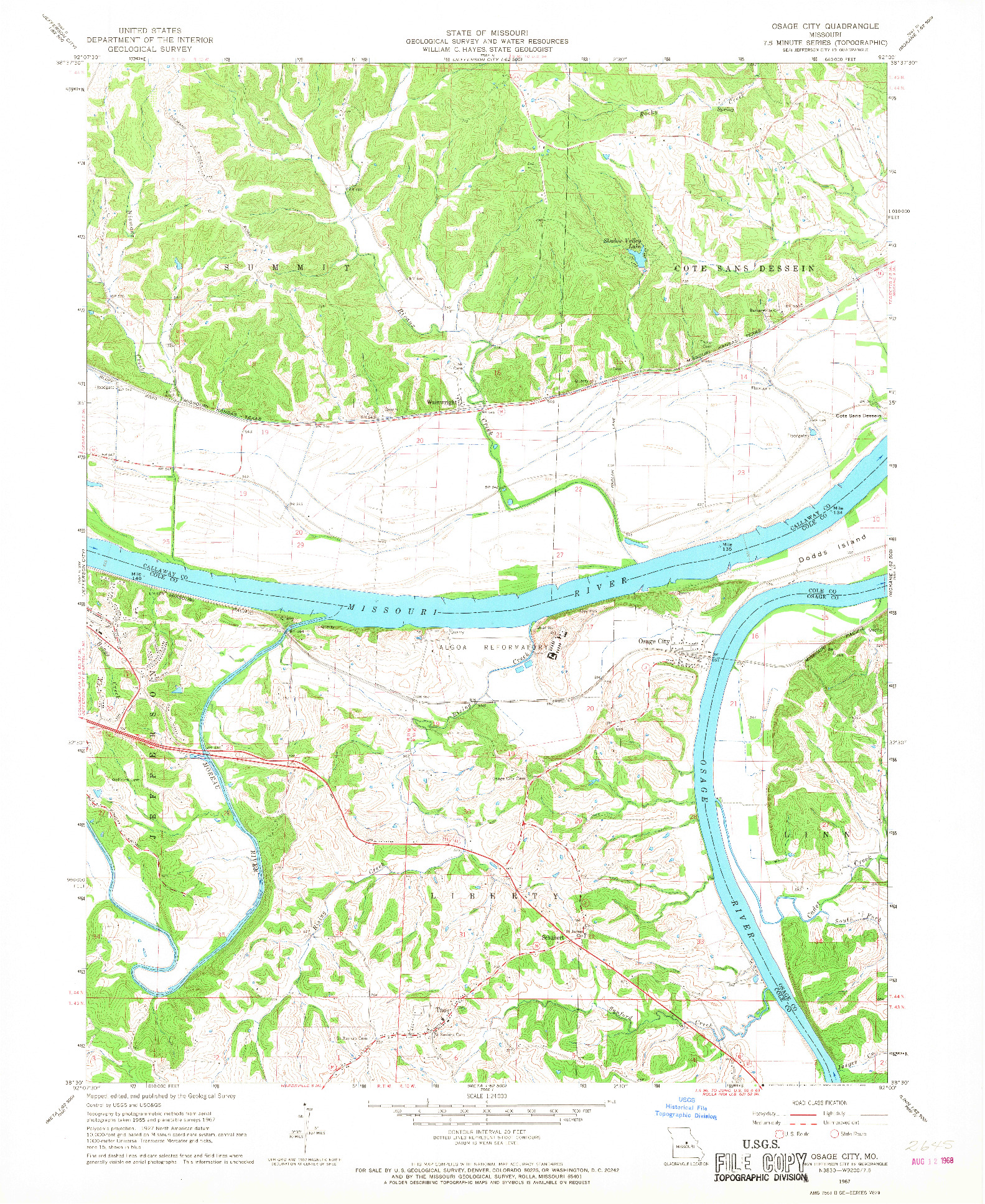 USGS 1:24000-SCALE QUADRANGLE FOR OSAGE CITY, MO 1967