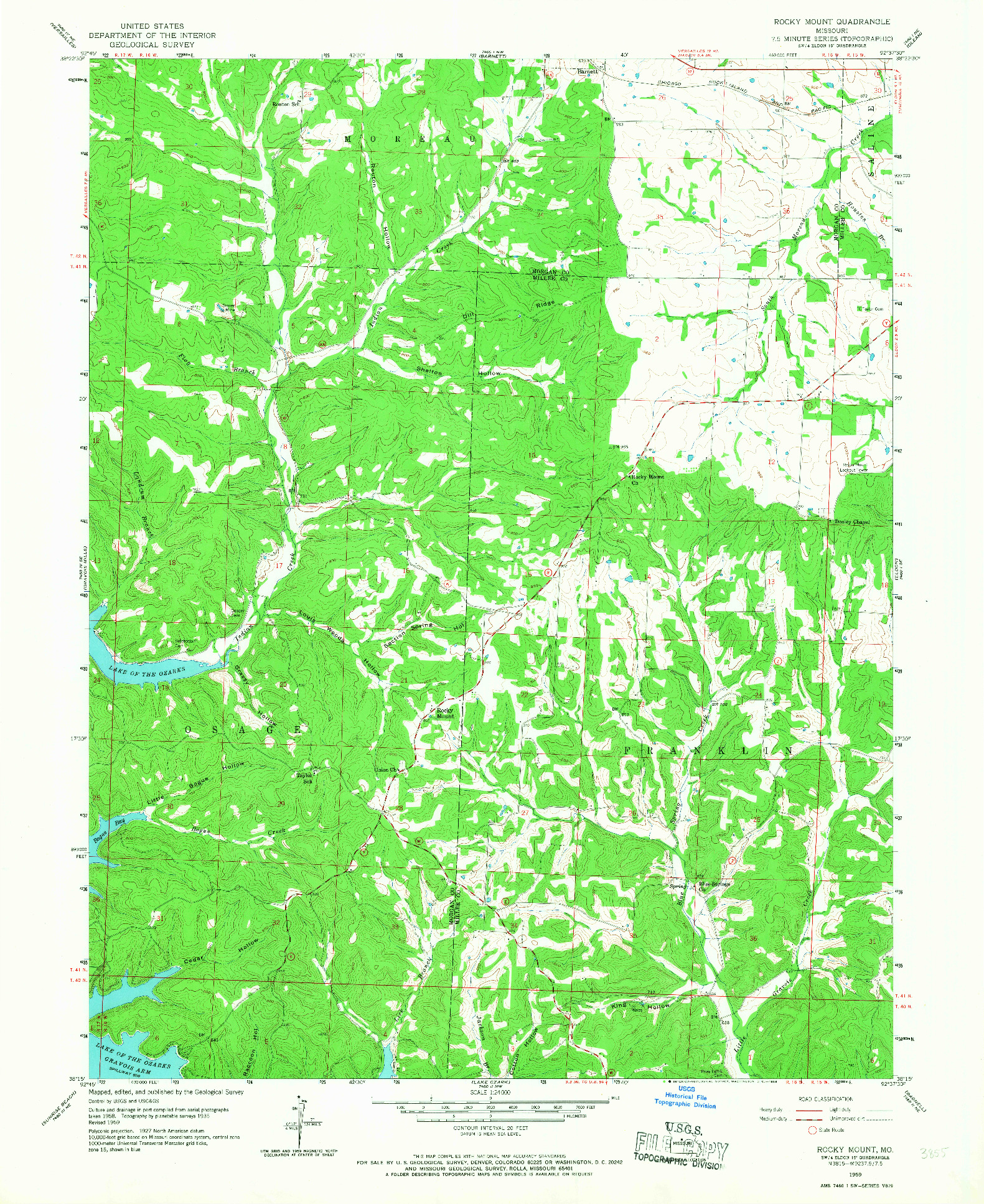 USGS 1:24000-SCALE QUADRANGLE FOR ROCKY MOUNT, MO 1959