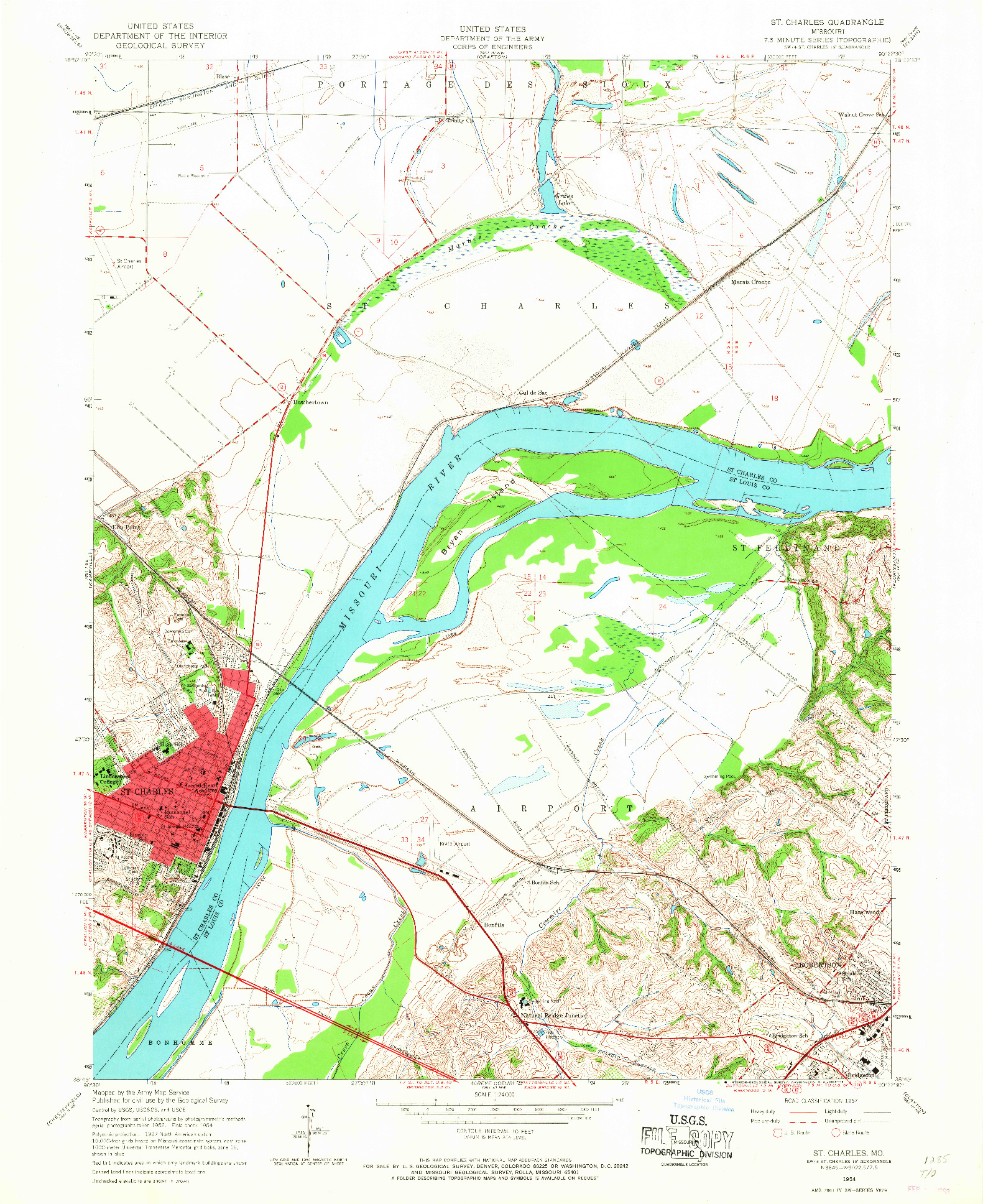 USGS 1:24000-SCALE QUADRANGLE FOR ST. CHARLES, MO 1954