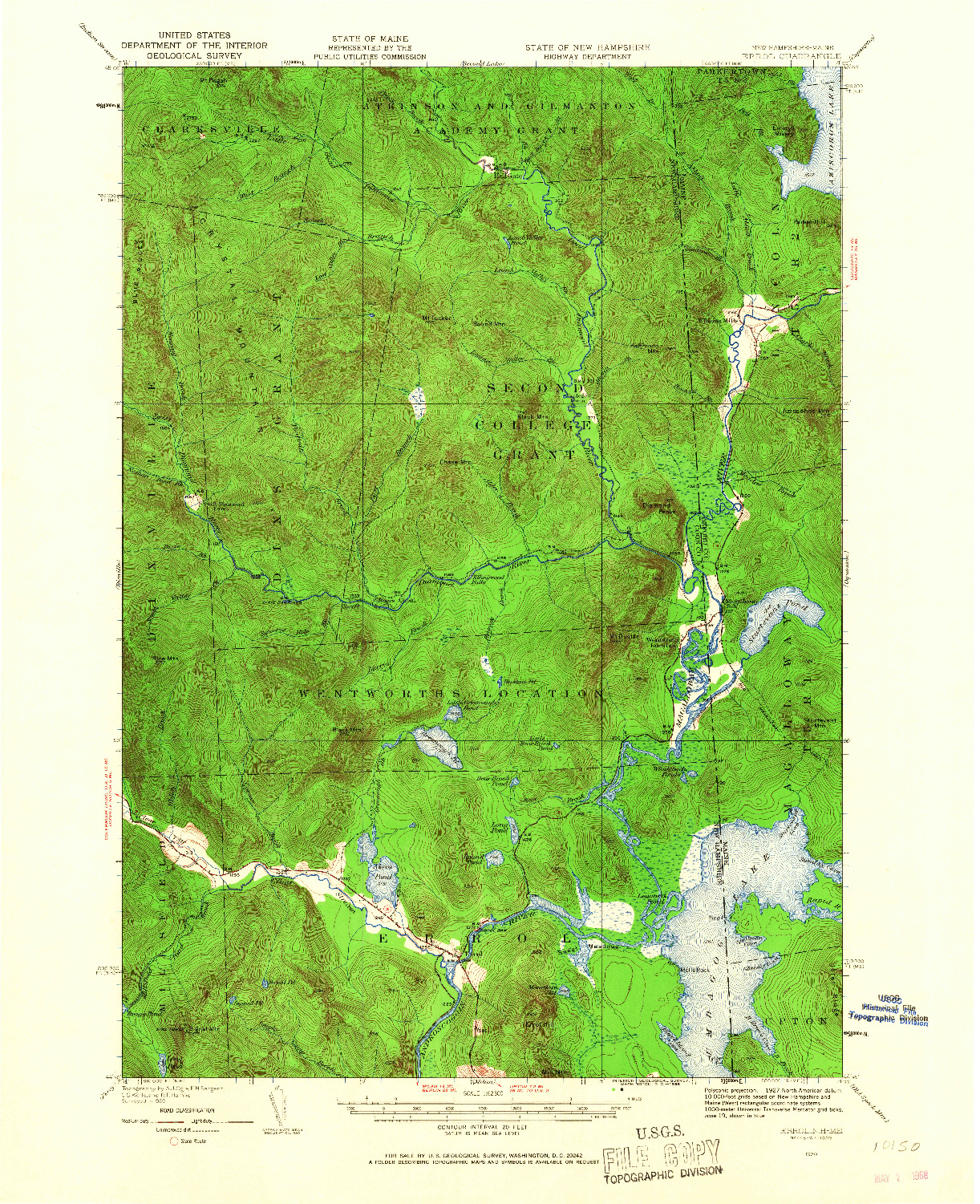 USGS 1:62500-SCALE QUADRANGLE FOR ERROL, NH 1930