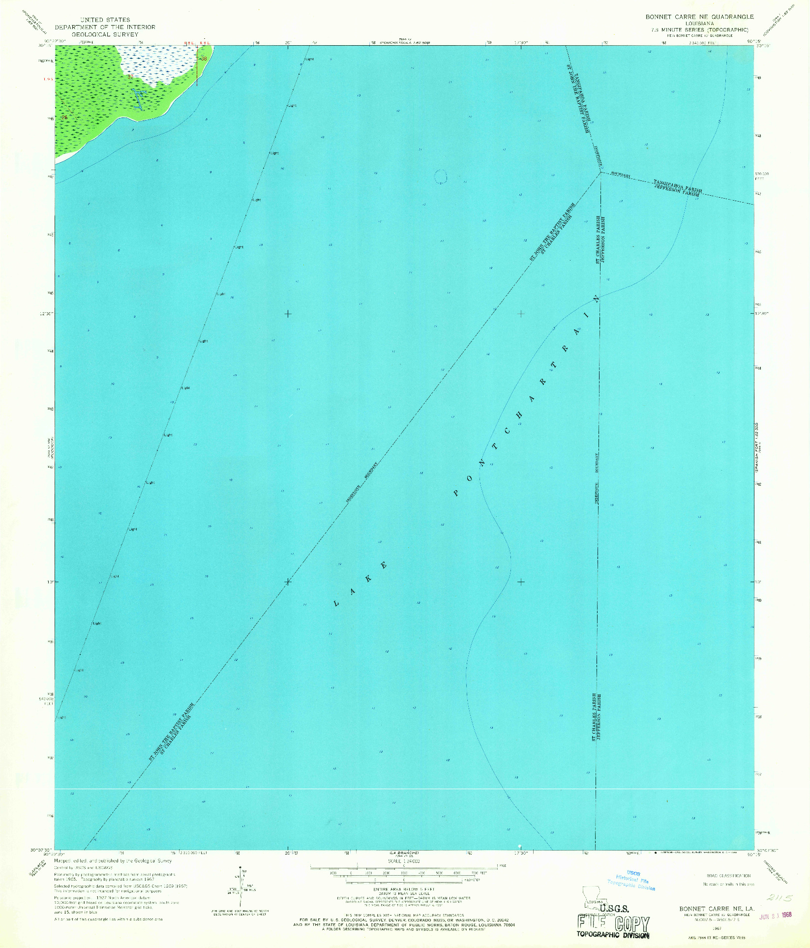 USGS 1:24000-SCALE QUADRANGLE FOR BONNETT CARRE NE, LA 1967