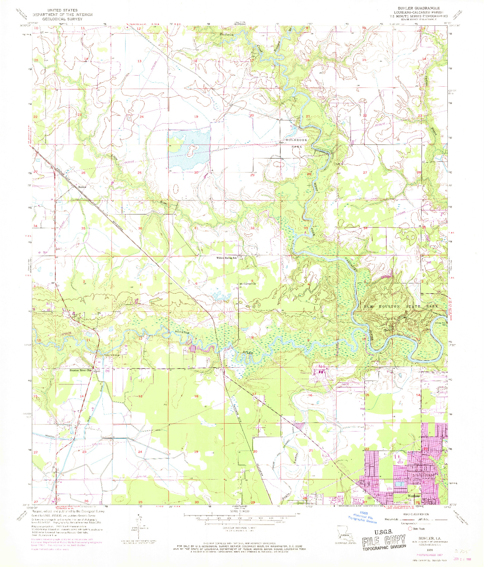 USGS 1:24000-SCALE QUADRANGLE FOR BUHLER, LA 1956