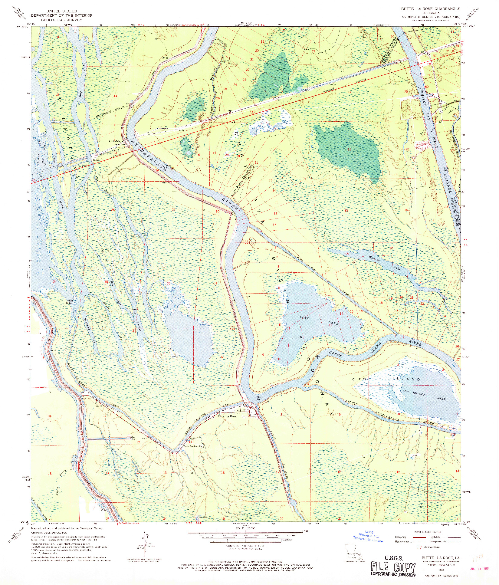 USGS 1:24000-SCALE QUADRANGLE FOR BUTTE LA ROSE, LA 1968