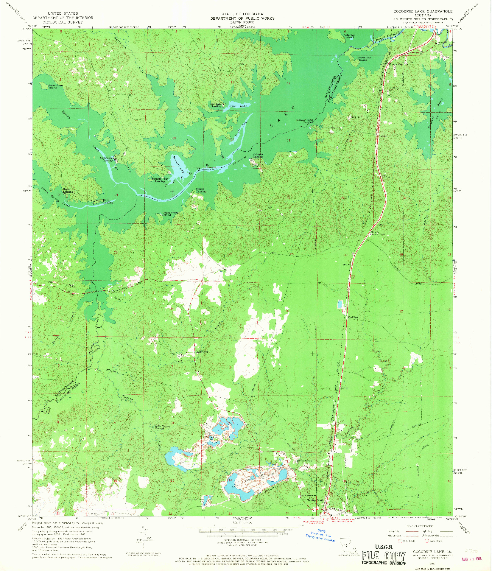 USGS 1:24000-SCALE QUADRANGLE FOR COCODRIE LAKE, LA 1967