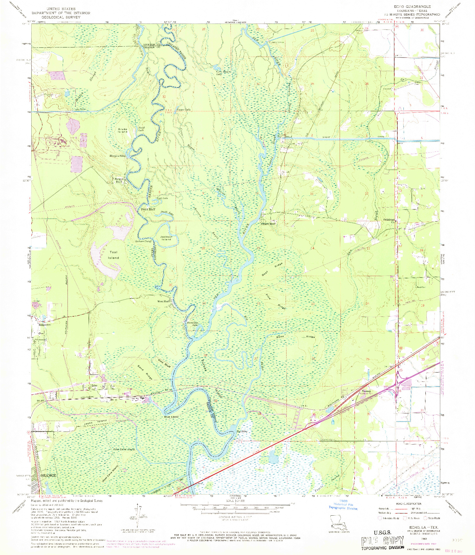 USGS 1:24000-SCALE QUADRANGLE FOR ECHO, LA 1960