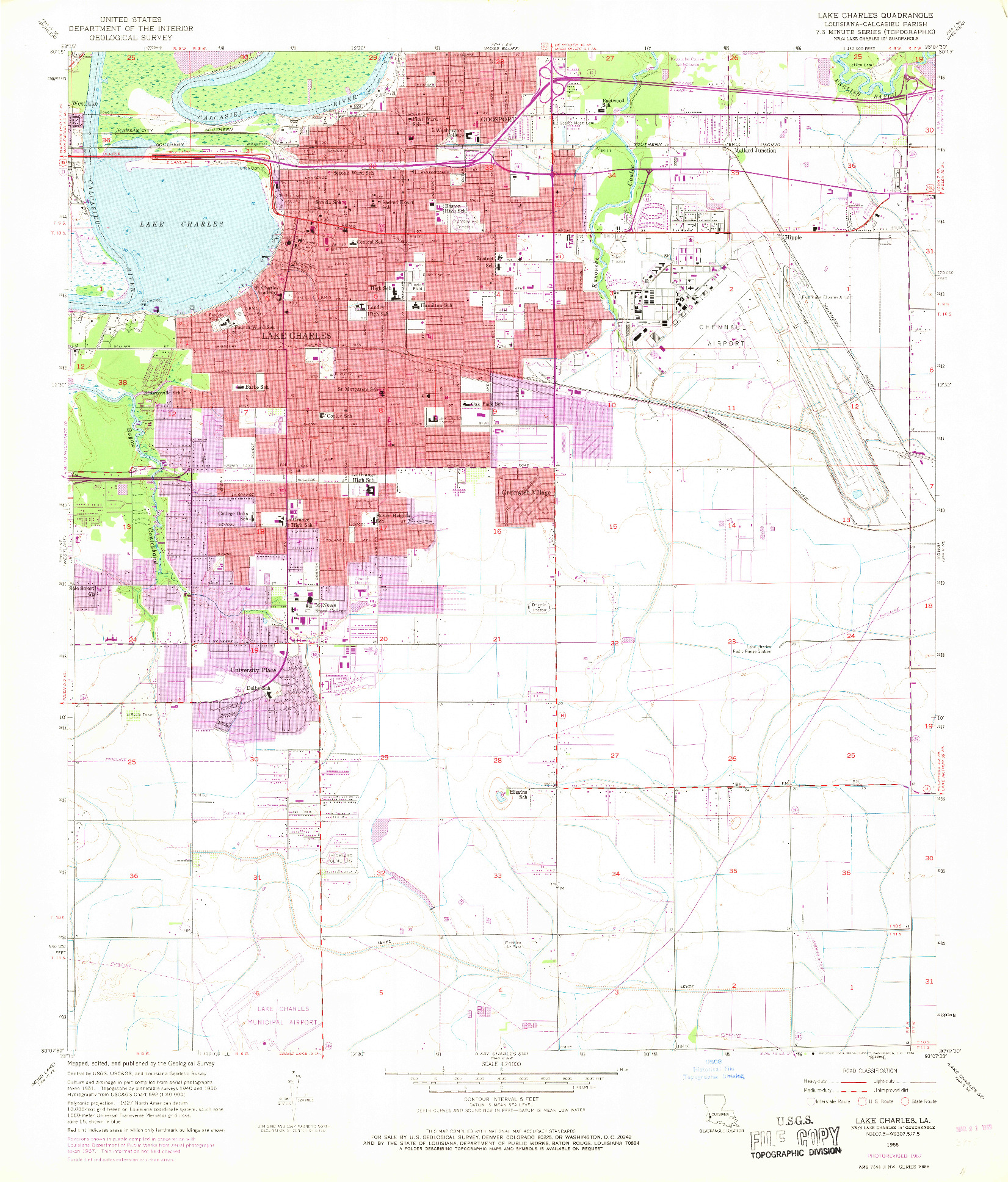 USGS 1:24000-SCALE QUADRANGLE FOR LAKE CHARLES, LA 1955